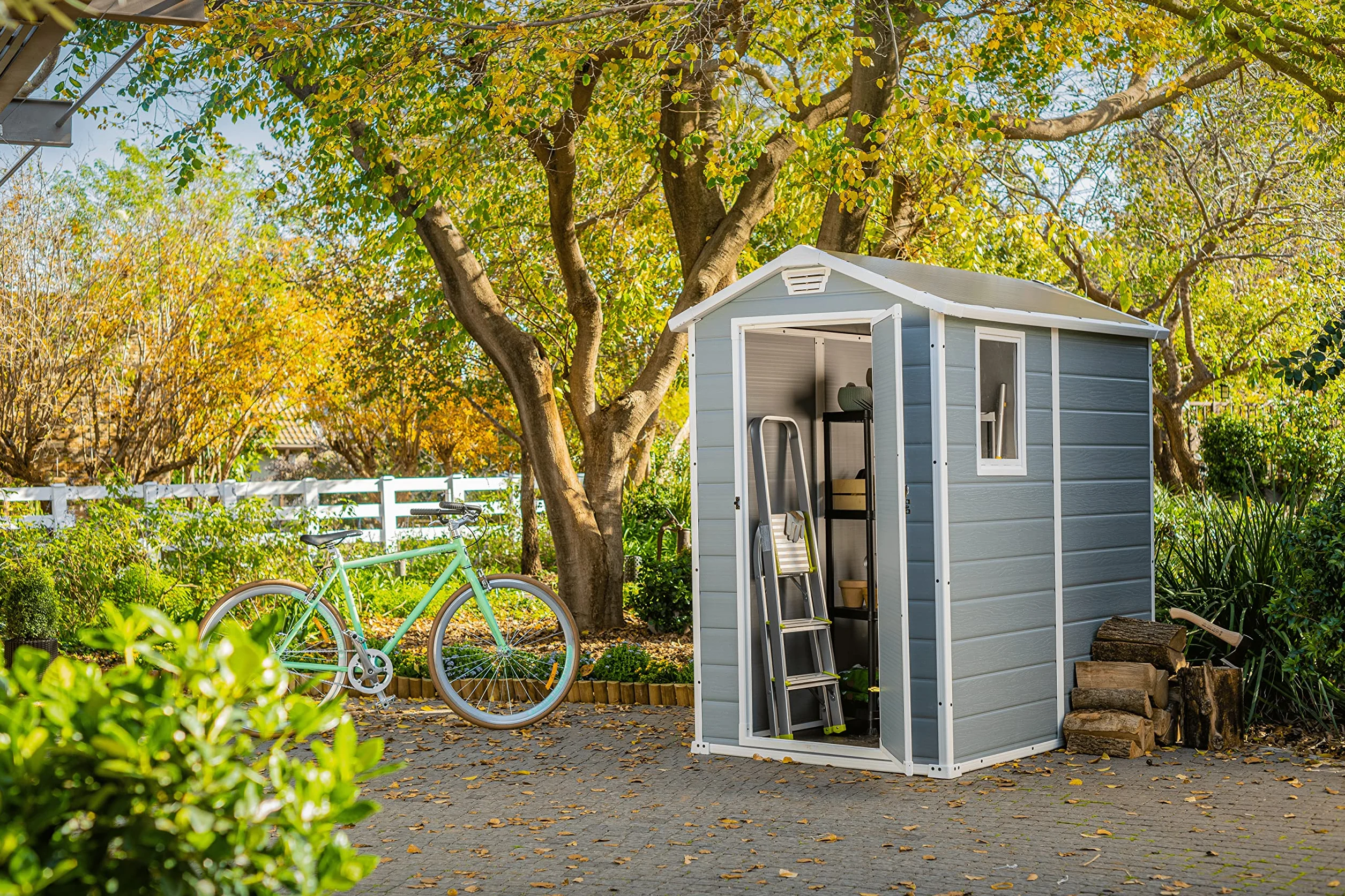 Keter Manor 4X6 Caseta de jardín 130x192x198cm 2,2m² Suelo Resistente al Agua Gris