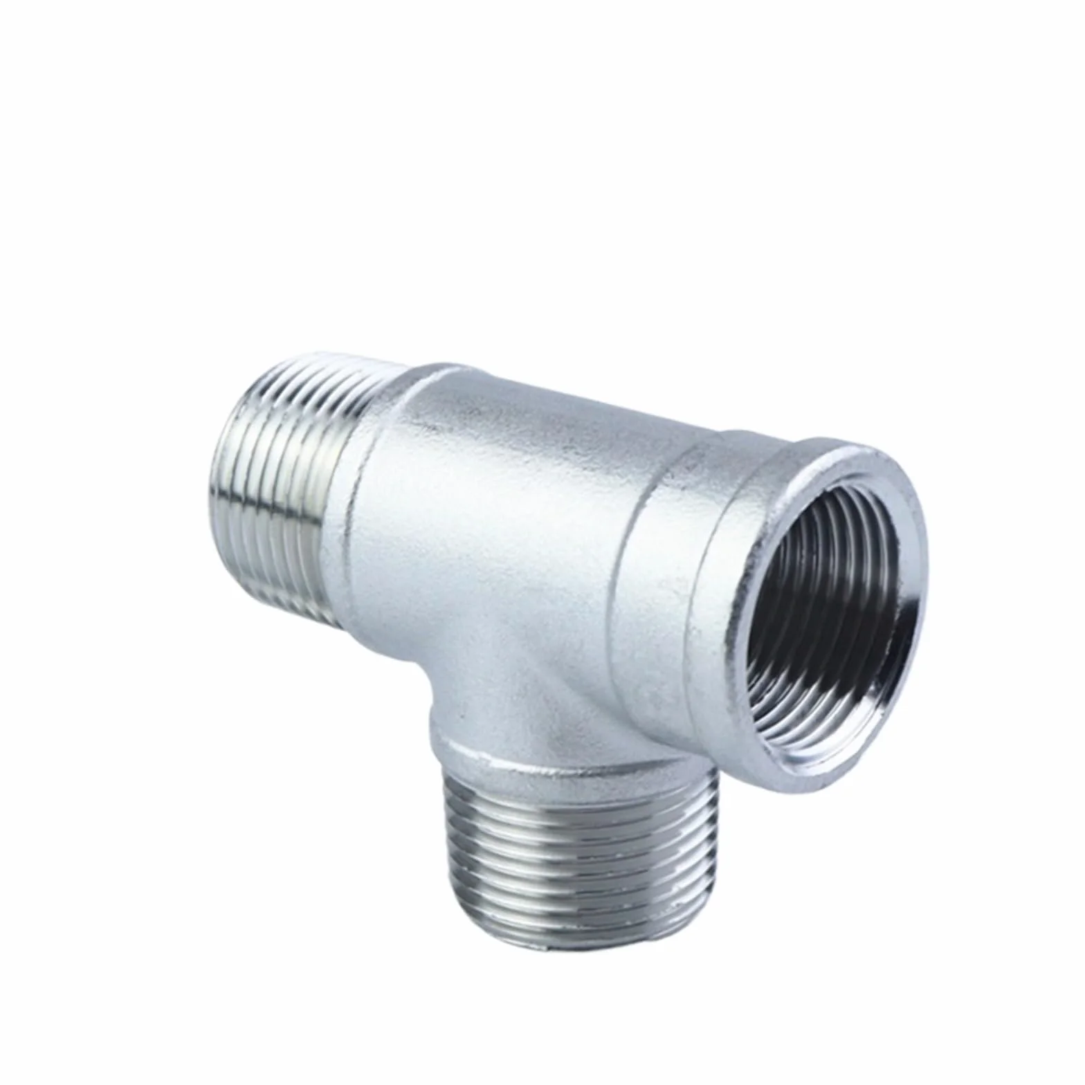 Conector en T de 3 vías Accesorio de tubería en T 3 vías con Rosca Macho + + Hembra 1/4", 3/8", 1/2", 3/4", 1", 1-1/4", 1-1/2" BSP Acero Inoxidable(1-1/4")