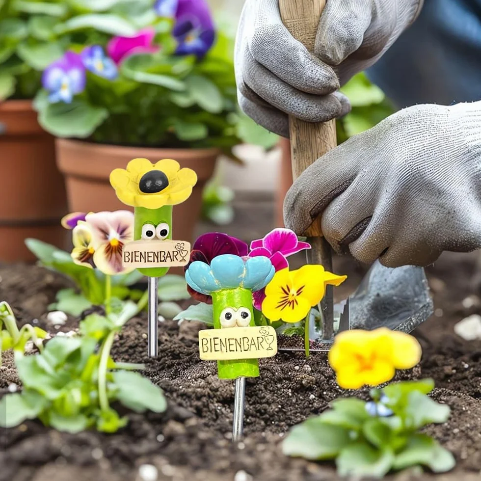 YGCHEN Bebedero para Abejas, Estación de Agua para Insectos en Forma de Flor, Fuente de Mariposas, Accesorios para Macetas