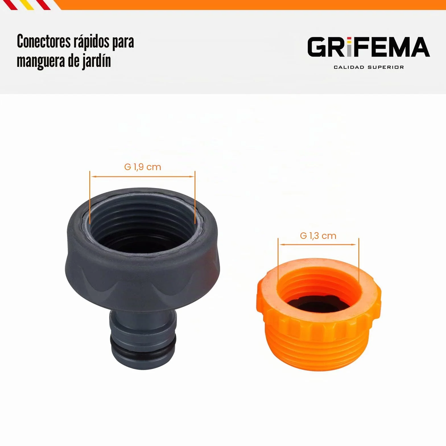 GRIFEMA GE1101 Racor de Grifo Hembra 3/4 pulgadas - 1/2 pulgadas Universal Protección Solar