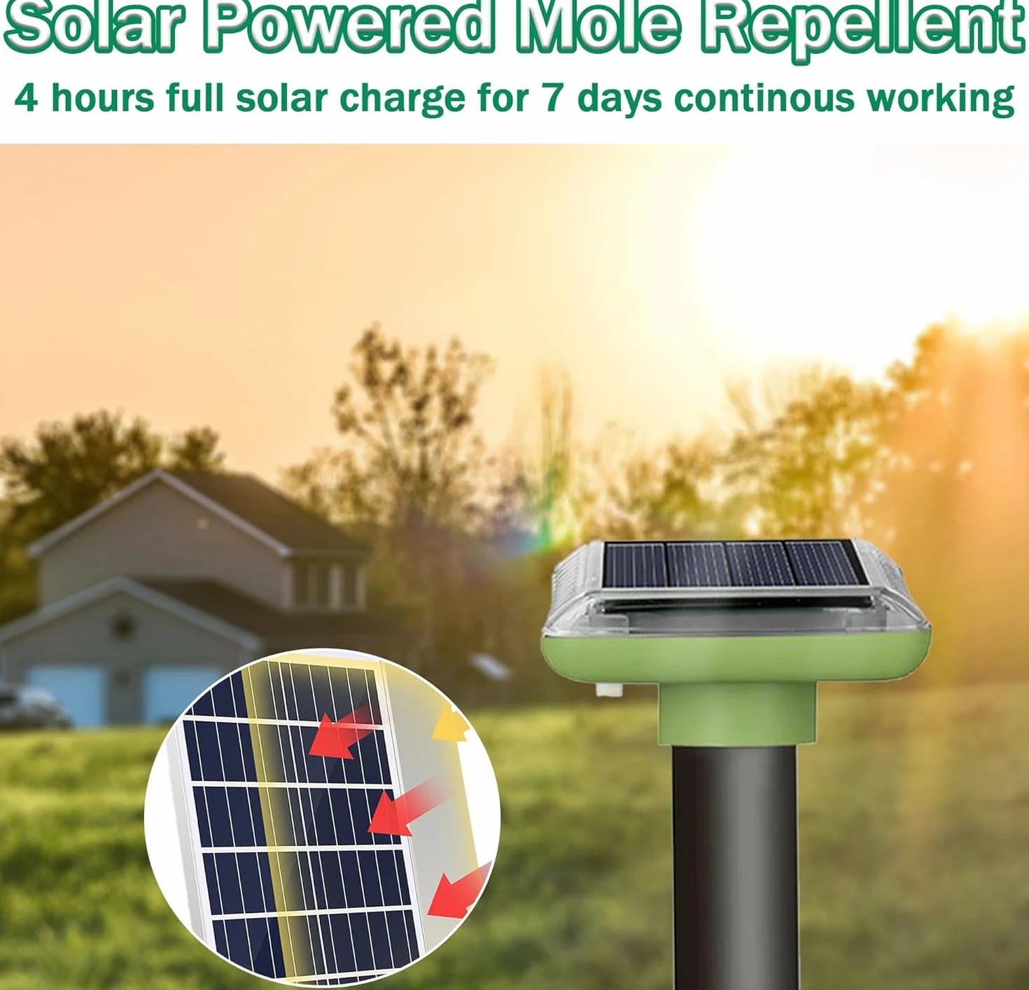 Repelente Solar para Topos, Hormigas Reina, Gopher y Serpientes para Jardín y Camping