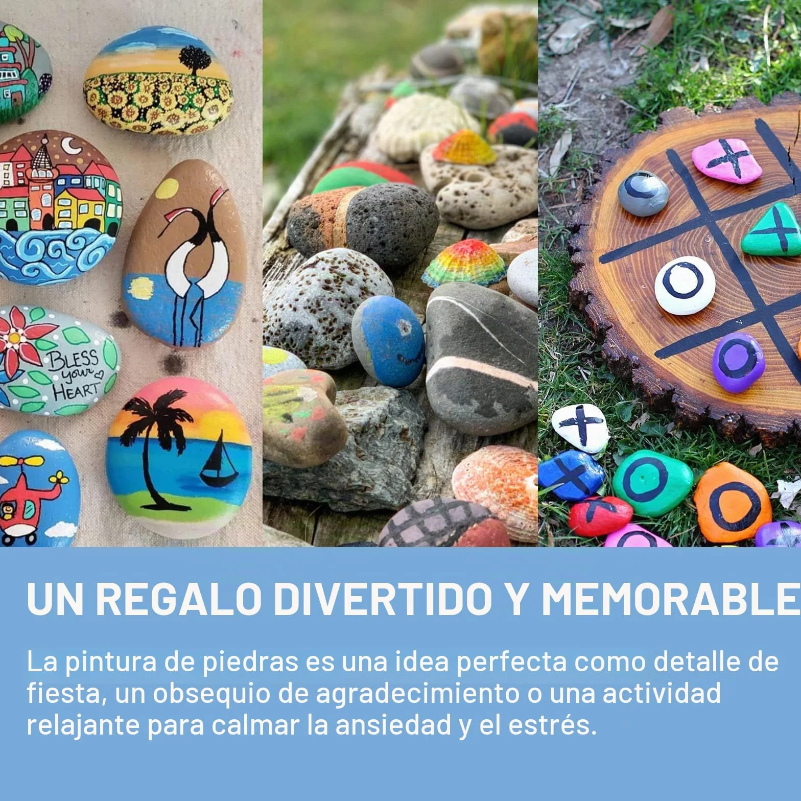 Piedras Planas Grandes para Pintar, Piedras Creativas Pintadas a Mano, 20 Piezas