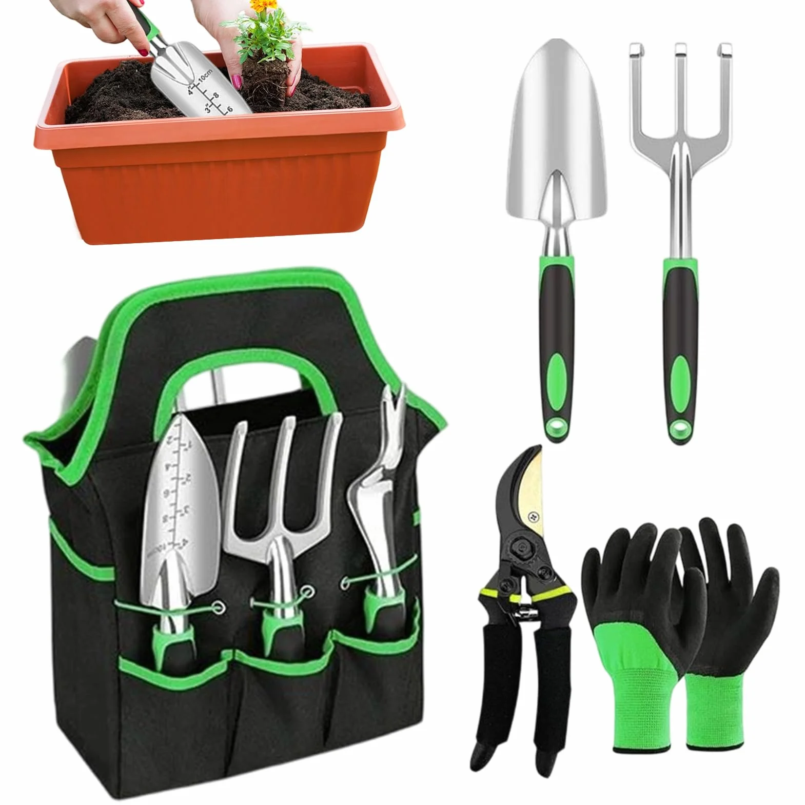 Herramientas De Jardinería Manual Acero Inoxidable Anticorrosión | Kit De Jardinería Y Utensilios Para Soltar Tierra Trasplantar Podar Amateur