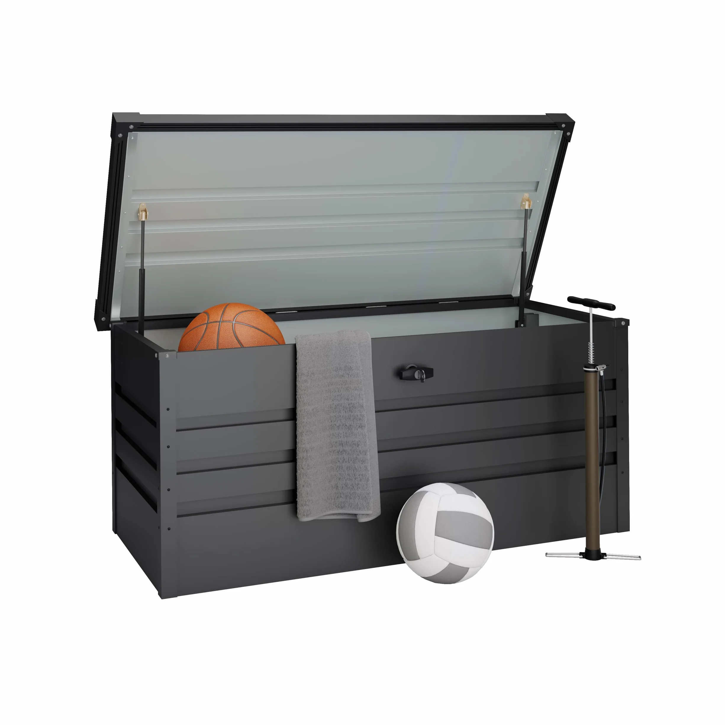 Baúl Almacenaje Exterior 450 L 120x61x62cm Gris Antracita Metálico