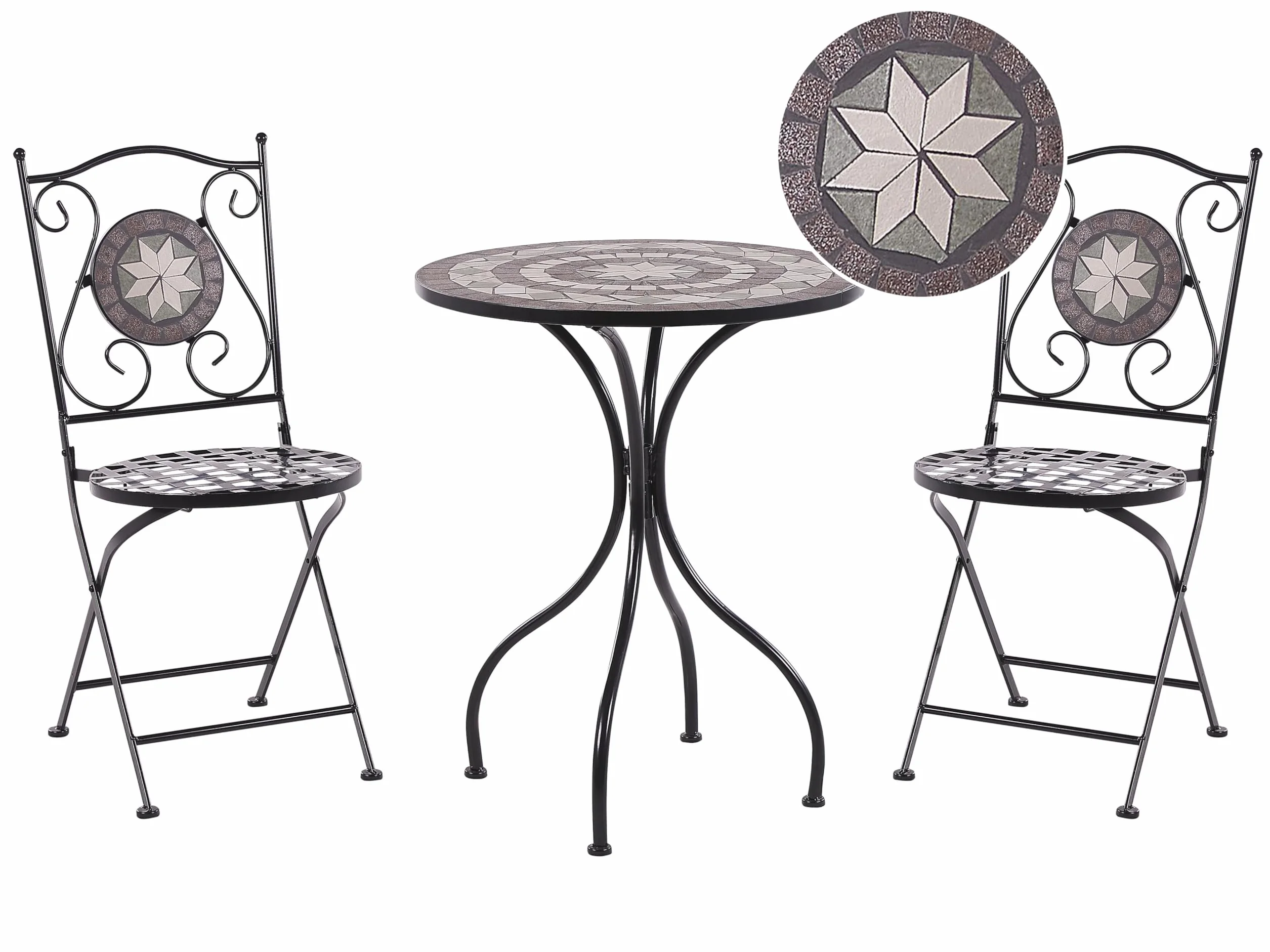 Beliani Cariati Conjunto de balcón 2 plazas Metal Negro Plegables