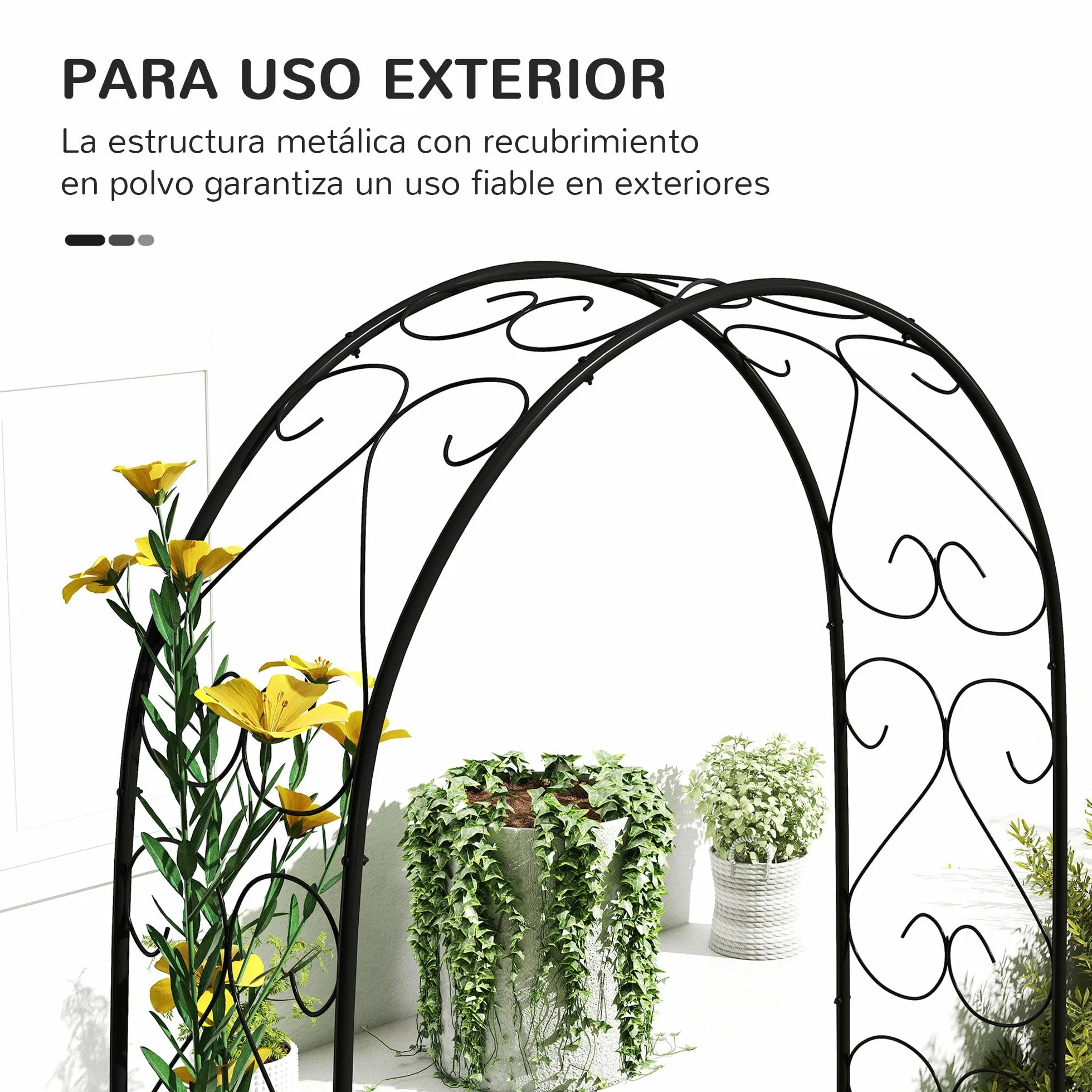 Outsunny Arco de Jardín de Acero para Rosas 125x37x230 cm Negro