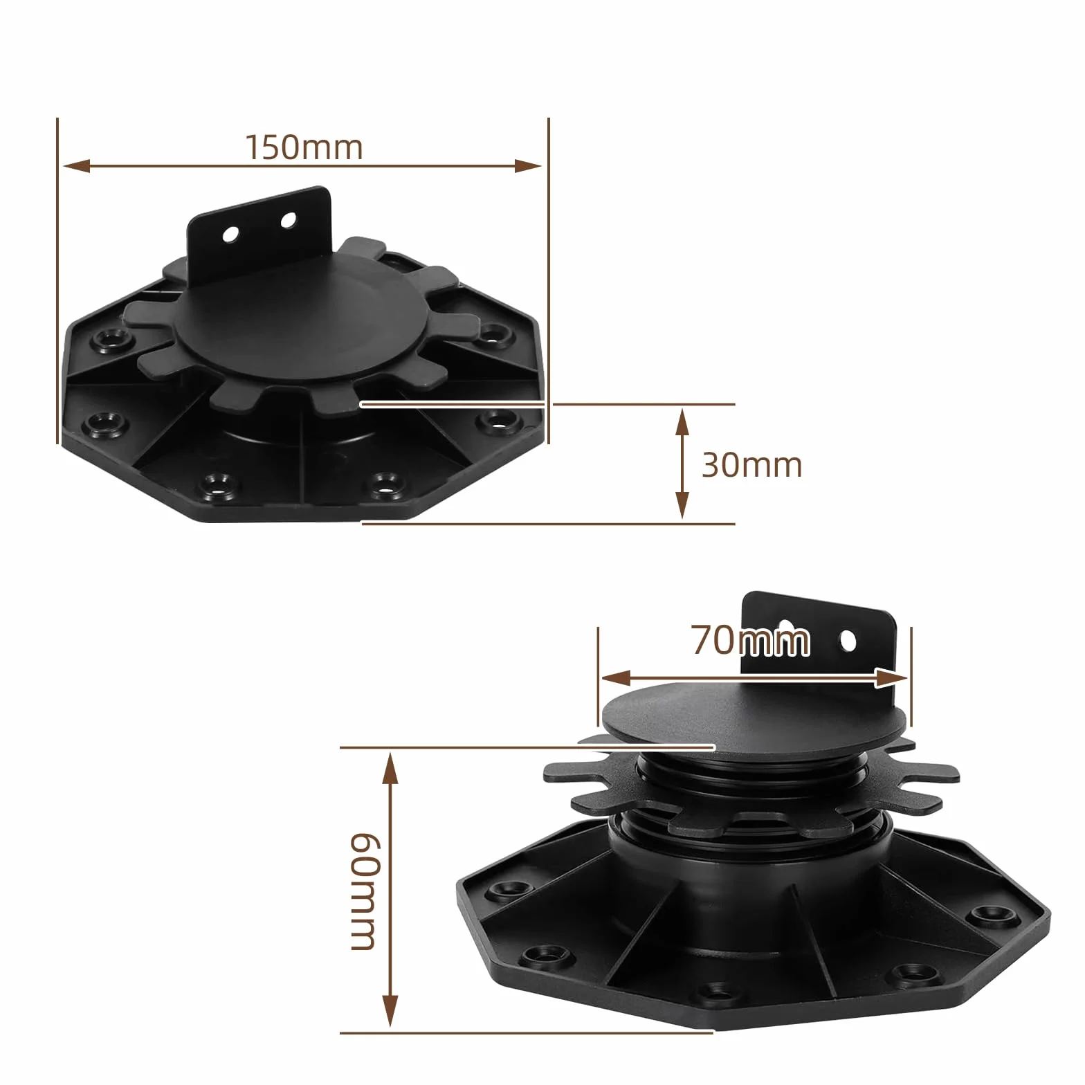 Pedestales De Terraza Ajustables 30-60 Mm, 30pcs, Soportes Para Pavimentos Patio Exterior