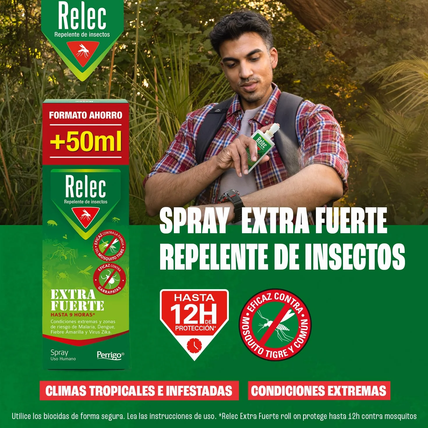 Relec Extra Fuerte Spray Antimosquitos 125ml Repelente Mosquitos Tigre Protección Picaduras