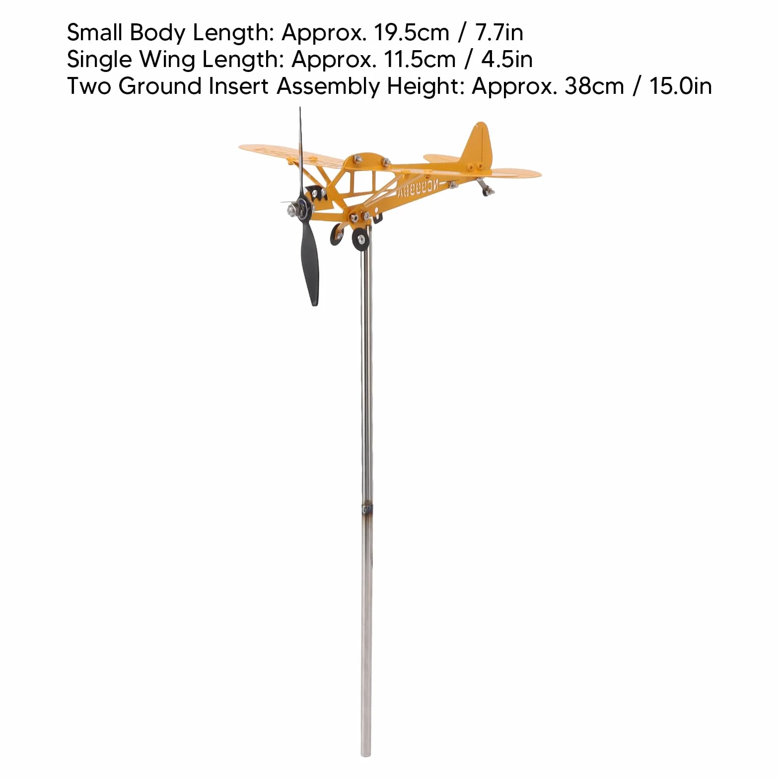 Veleta de Avión Piper J3 Cub 3D Metal Indicador Dirección Viento Exterior Decoración Jardín Patio