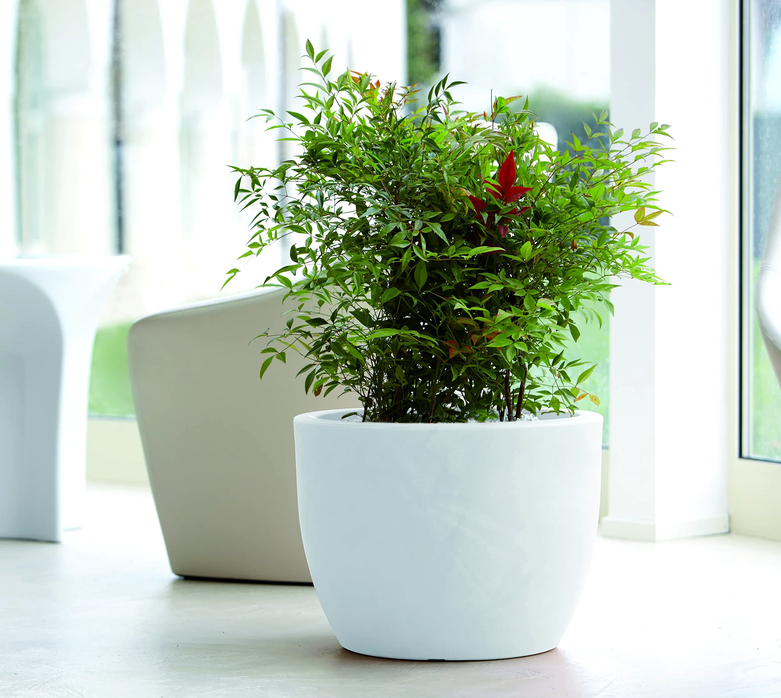 Nicoli - Jarrón Hera Matt de resina giratoria, para interior y exterior, diámetro 30 - 40 - 50 - 60 cm (40 cm de diámetro, ceniza)