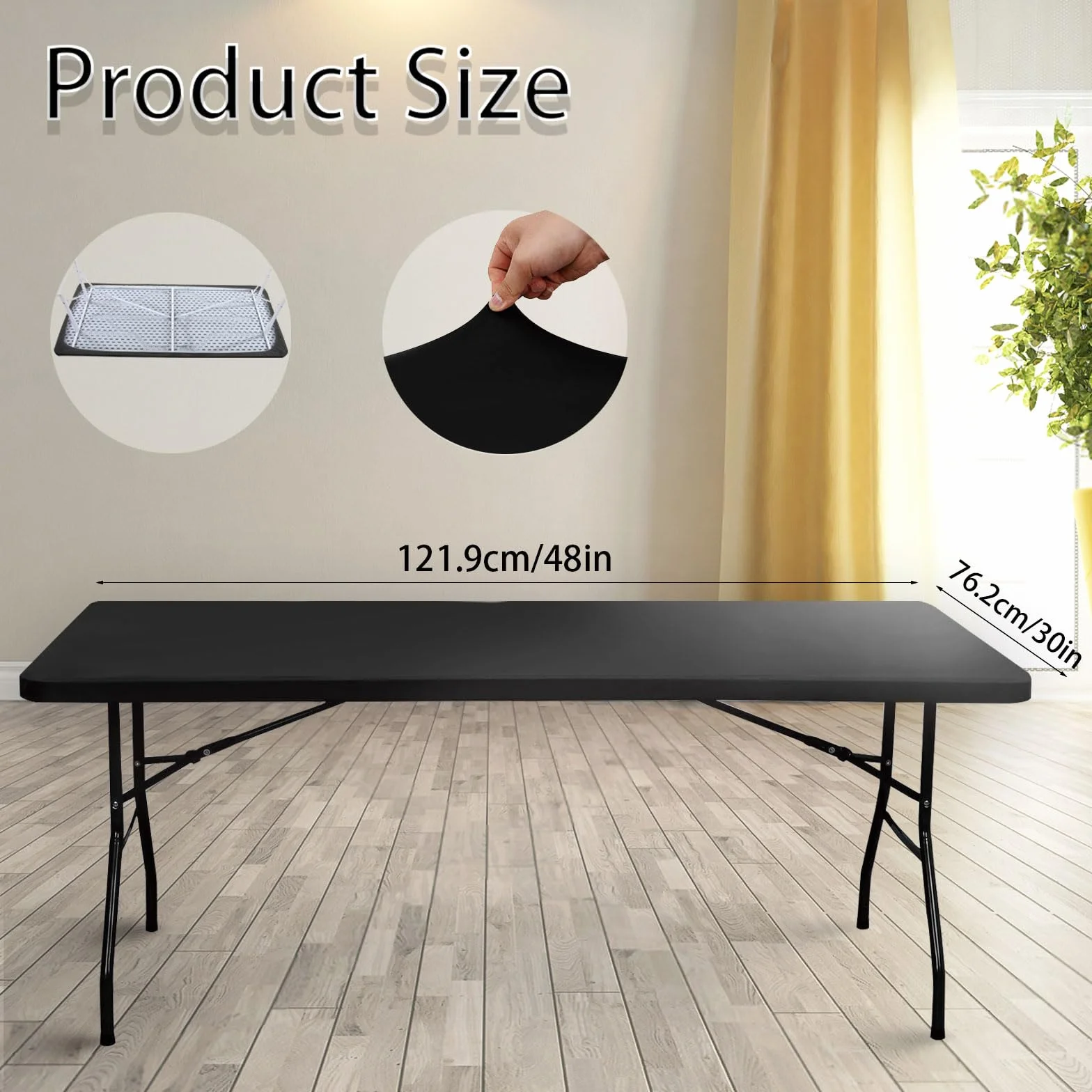 Mantel rectangular impermeable de poliéster para mesa de picnic 4 pies ajustable