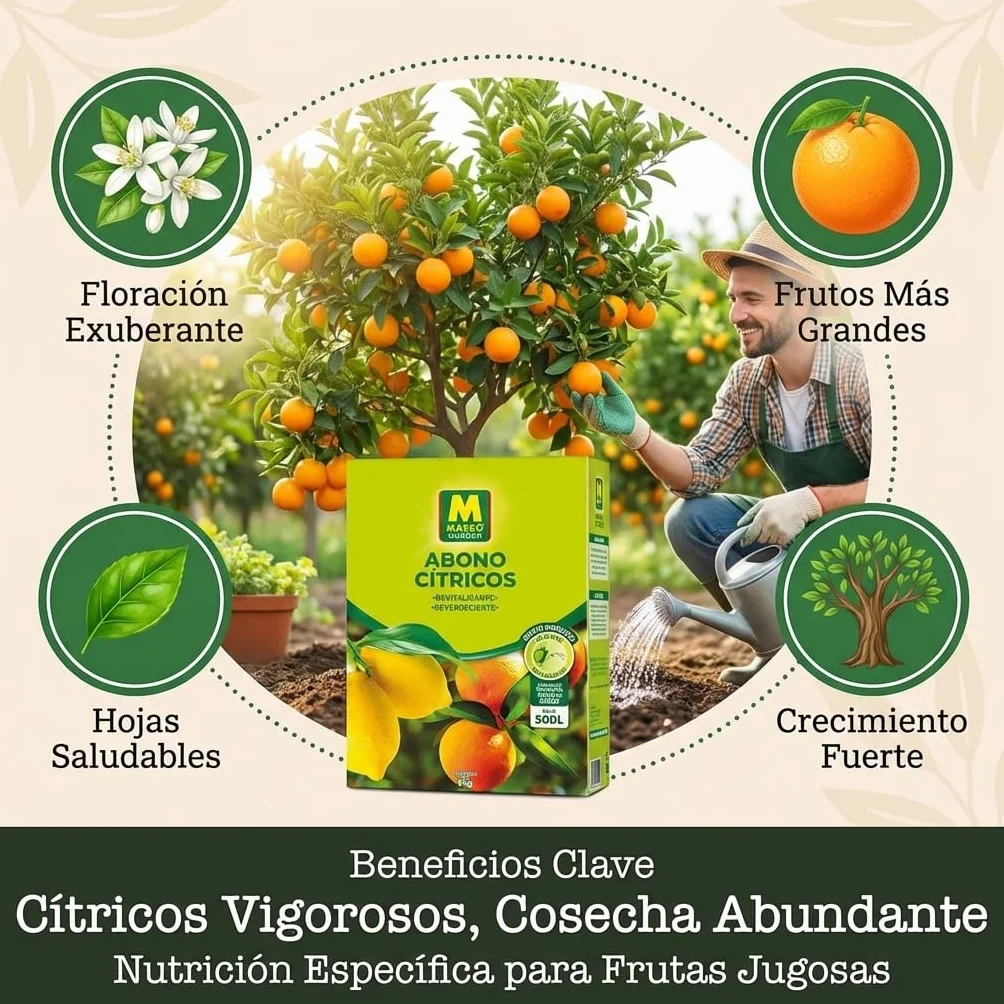 Abono Cítricos Soluble 1 KG | Fertilizante NPK 12-8-12 + 8% Magnesio | Para Limoneros, Naranjos y Mandarinos