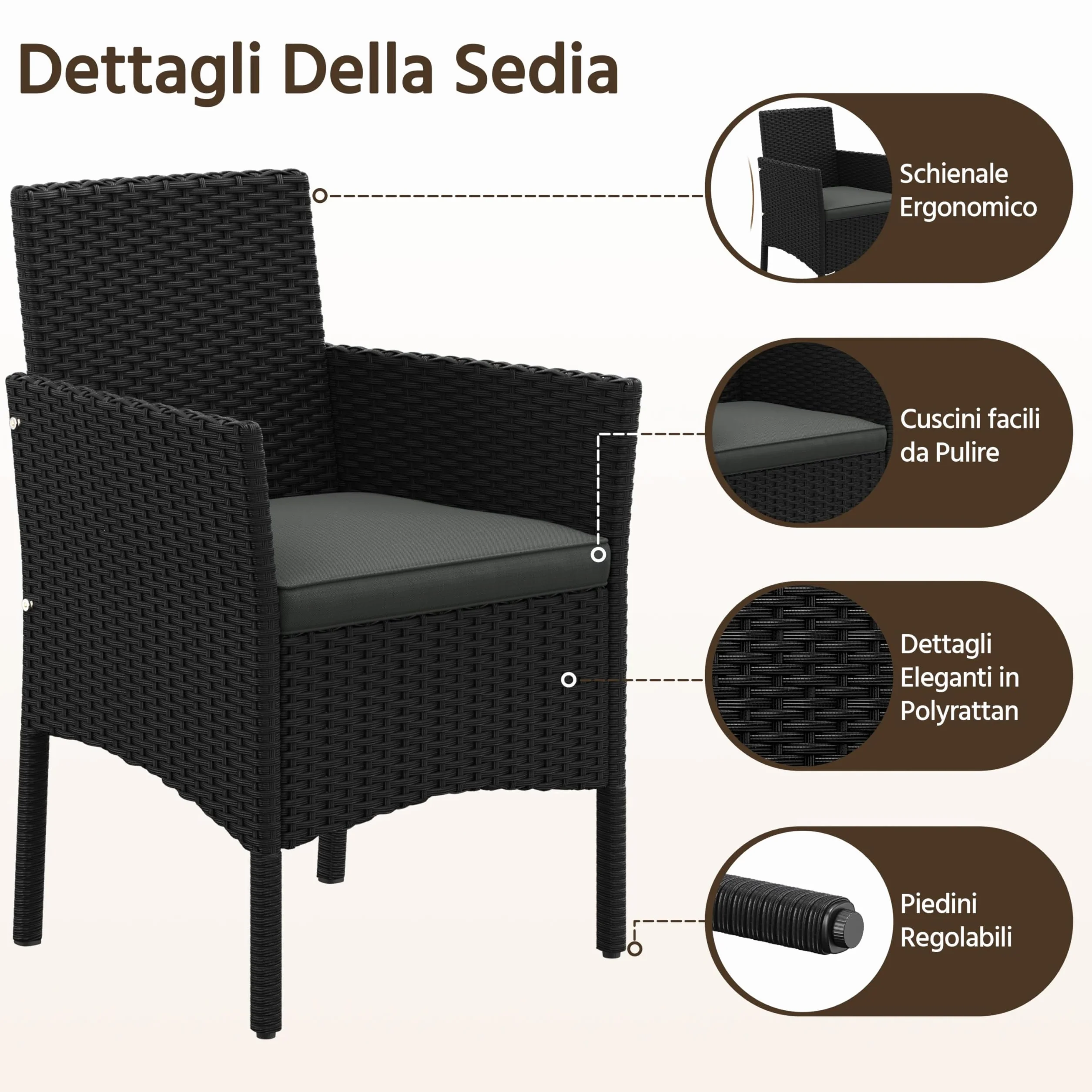 Yaheetech Conjunto Jardín 4 Piezas Muebles Ratán Exterior con Sofá 2 Plazas, Sillones, Cojines y Mesa Vidrio Negro/Gris