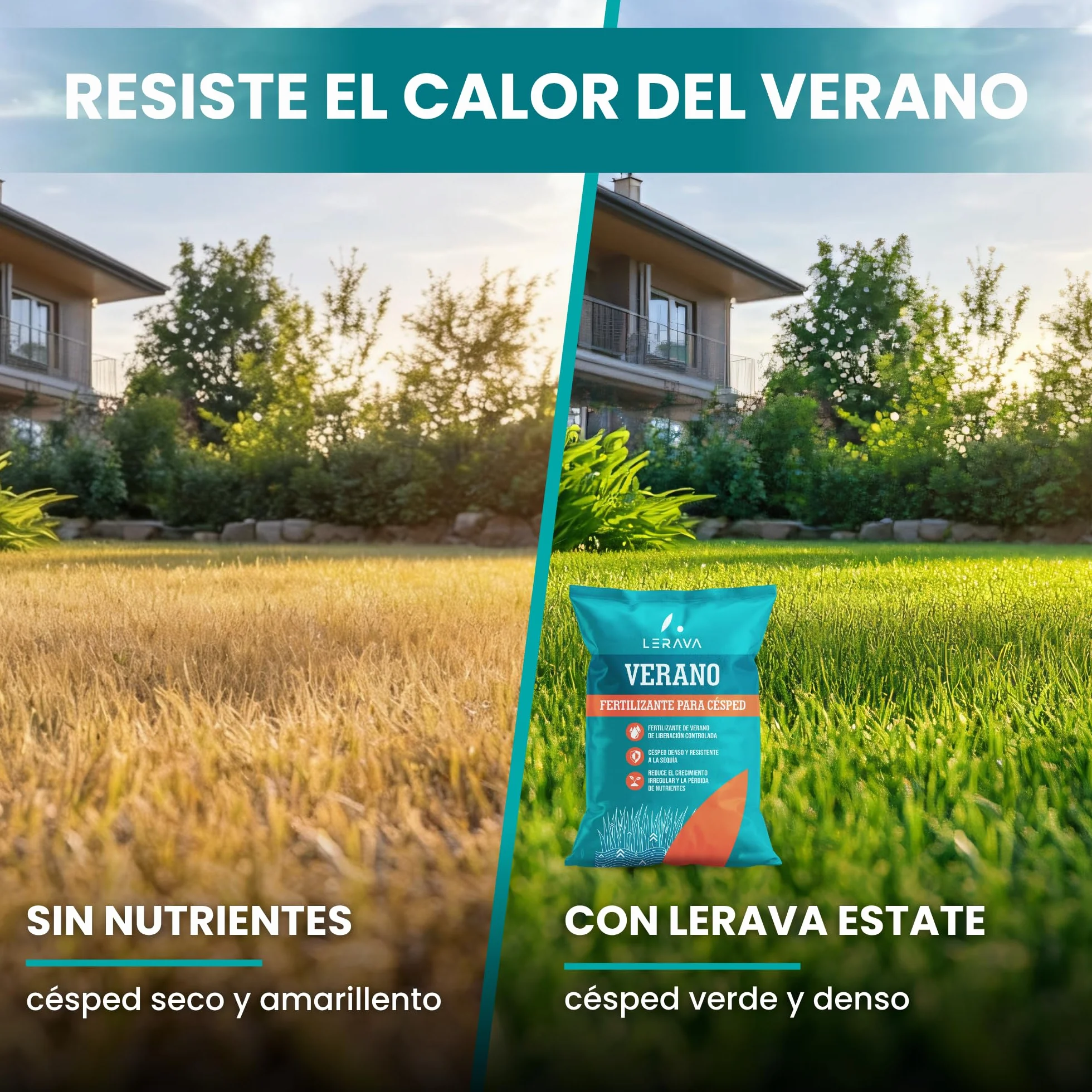 LERAVA® Abono para césped verano 70m² Fertilizante granulado liberación lenta