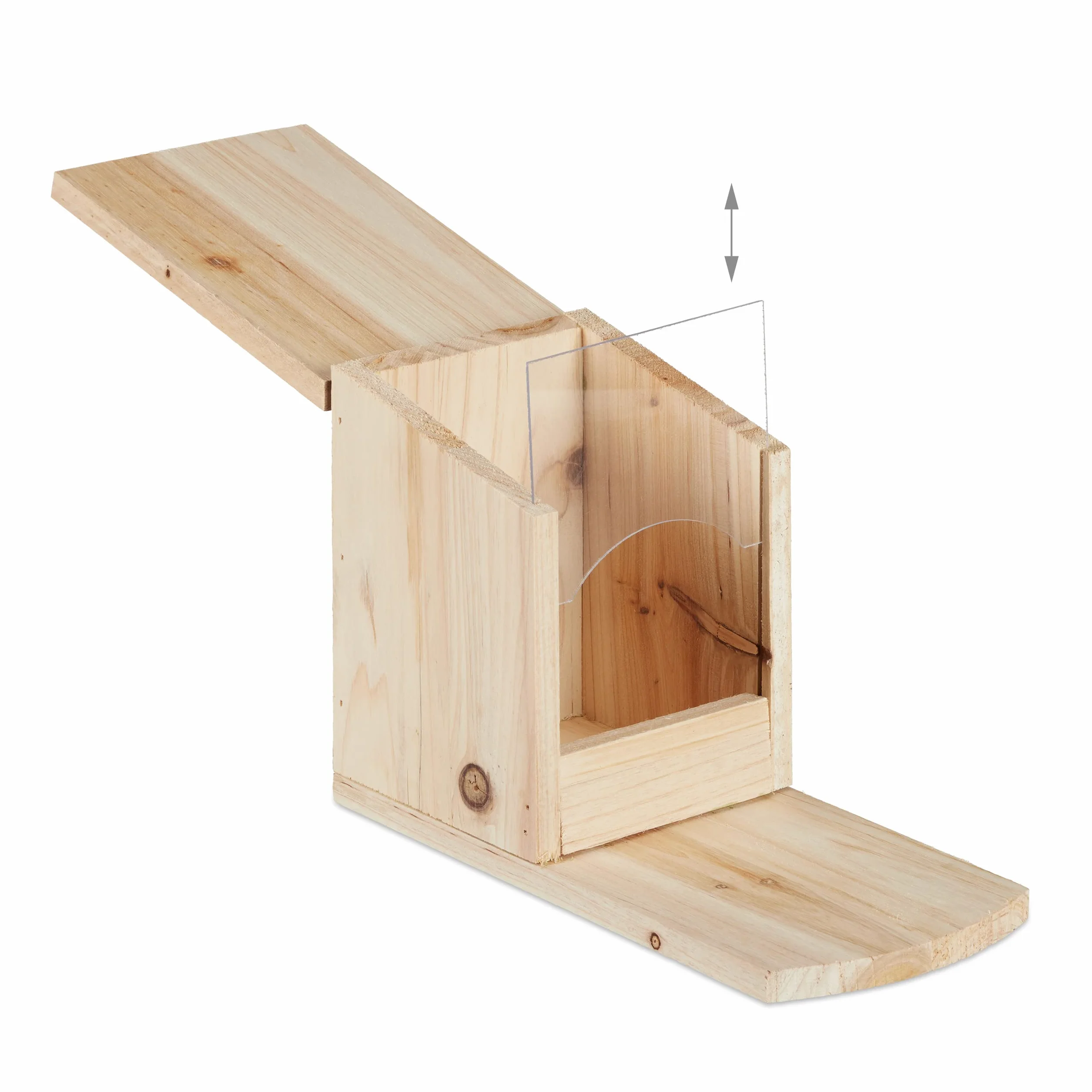 Relaxdays Comedero para Ardillas de Pie, Madera de Abeto, 17,5 x 12 x 25 cm