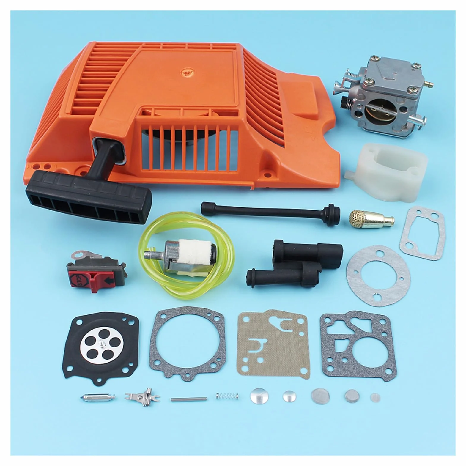 Kit de diafragma carburador interruptor colector admisión arranque for filtro combustible aceite motosierra Husqvarna 268 272 XP