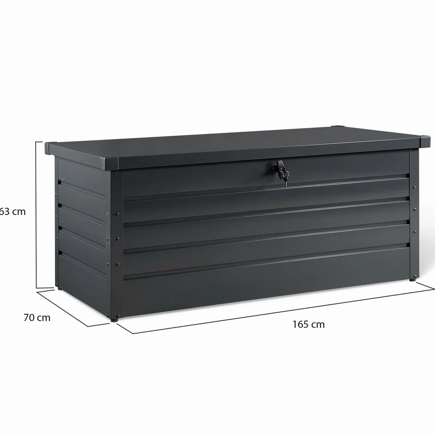 Caja de almacenamiento metal con cerradura 600 L 165x70x63 cm gris antracita
