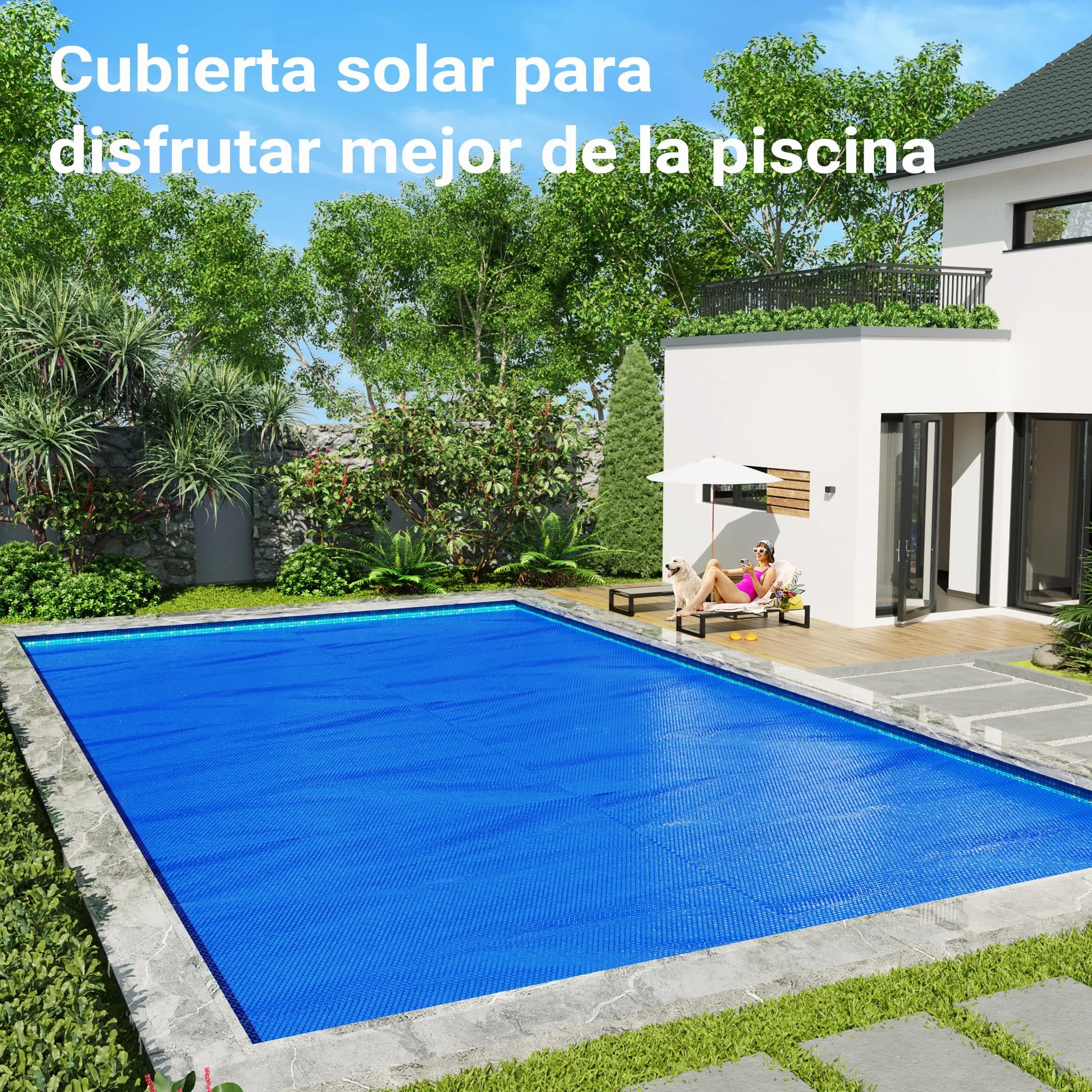 Cubierta Solar Piscina Azul Isotérmica de Burbujas Rectangular 5x8m Cobertor