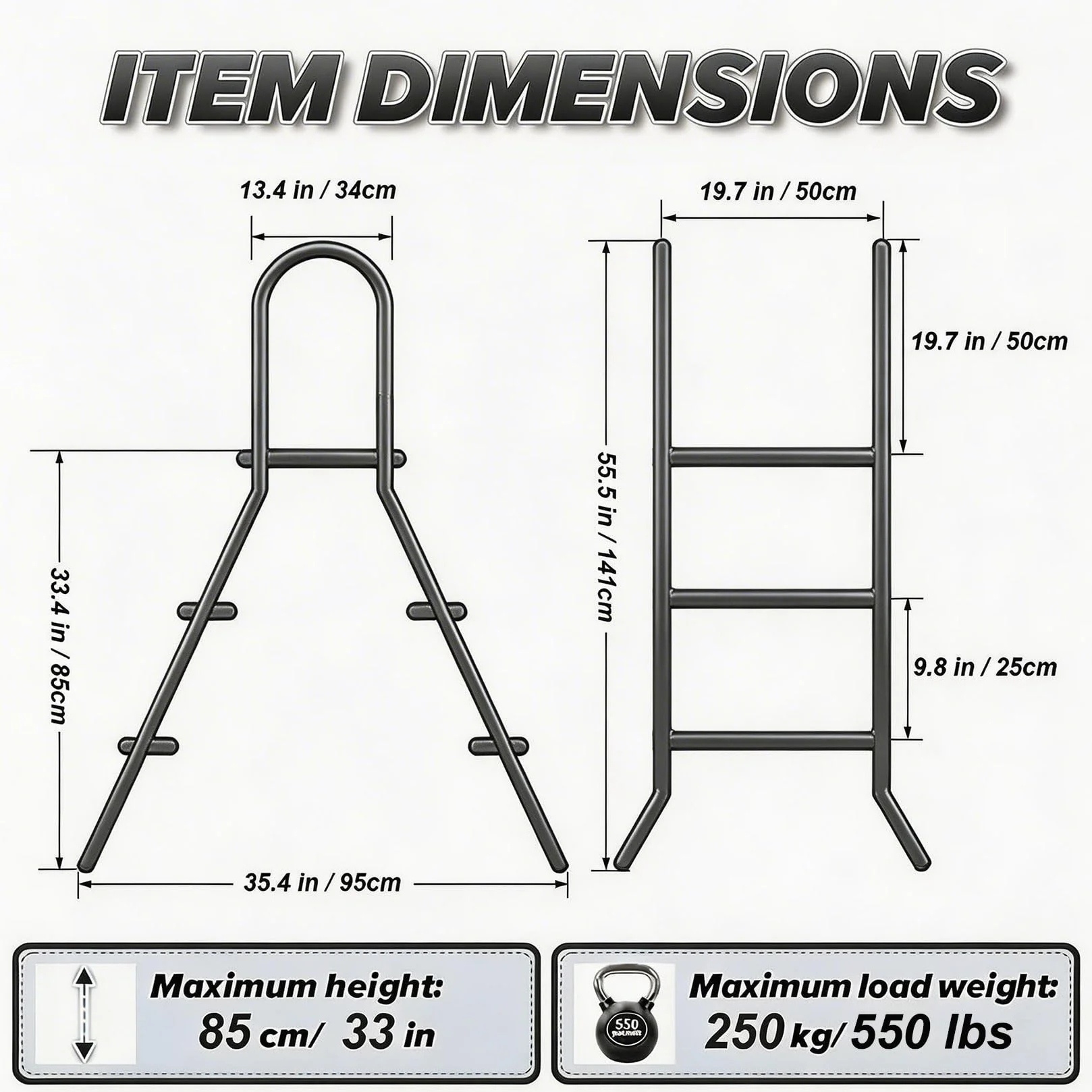 Escalera de Piscina de Lujo 52" Doble Cara Antideslizante 550 LB 4 Peldaños 85cm