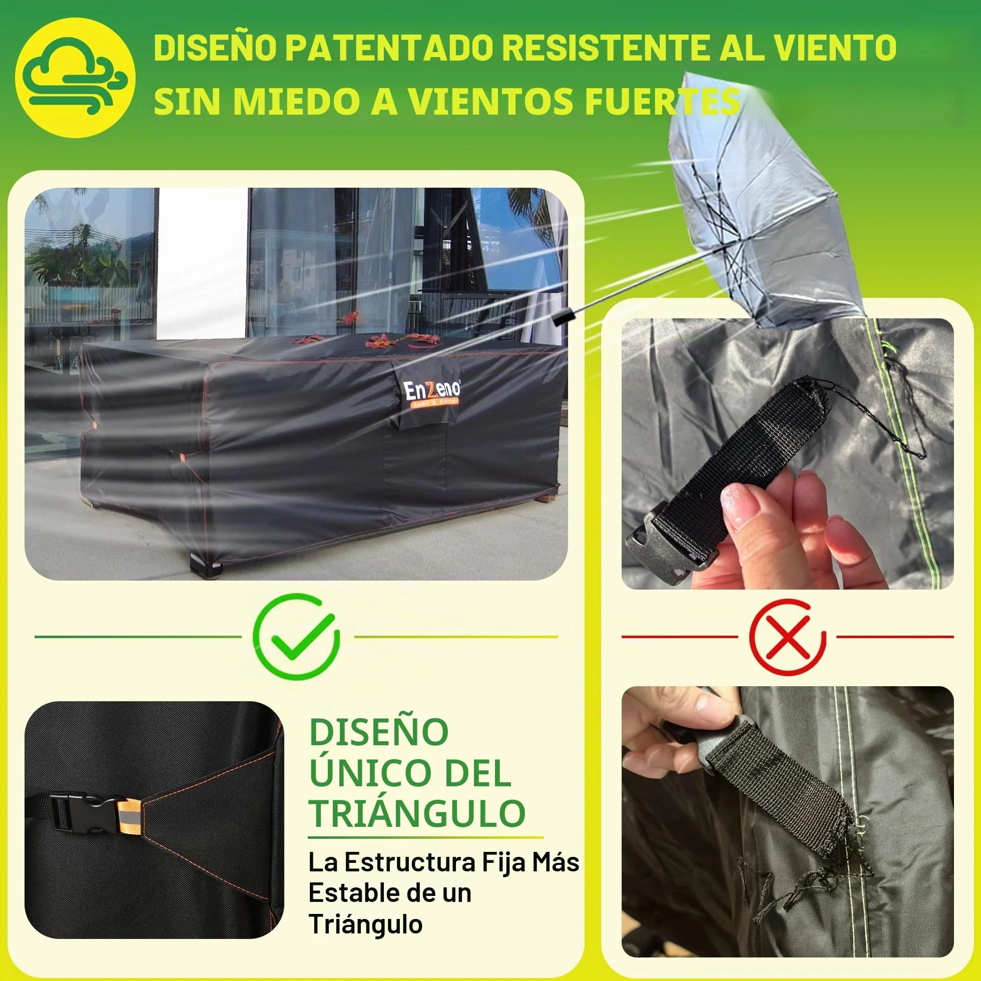 Enzeno Funda Mesa Exterior Impermeable 180x120x74cm Anti Viento Anti UV