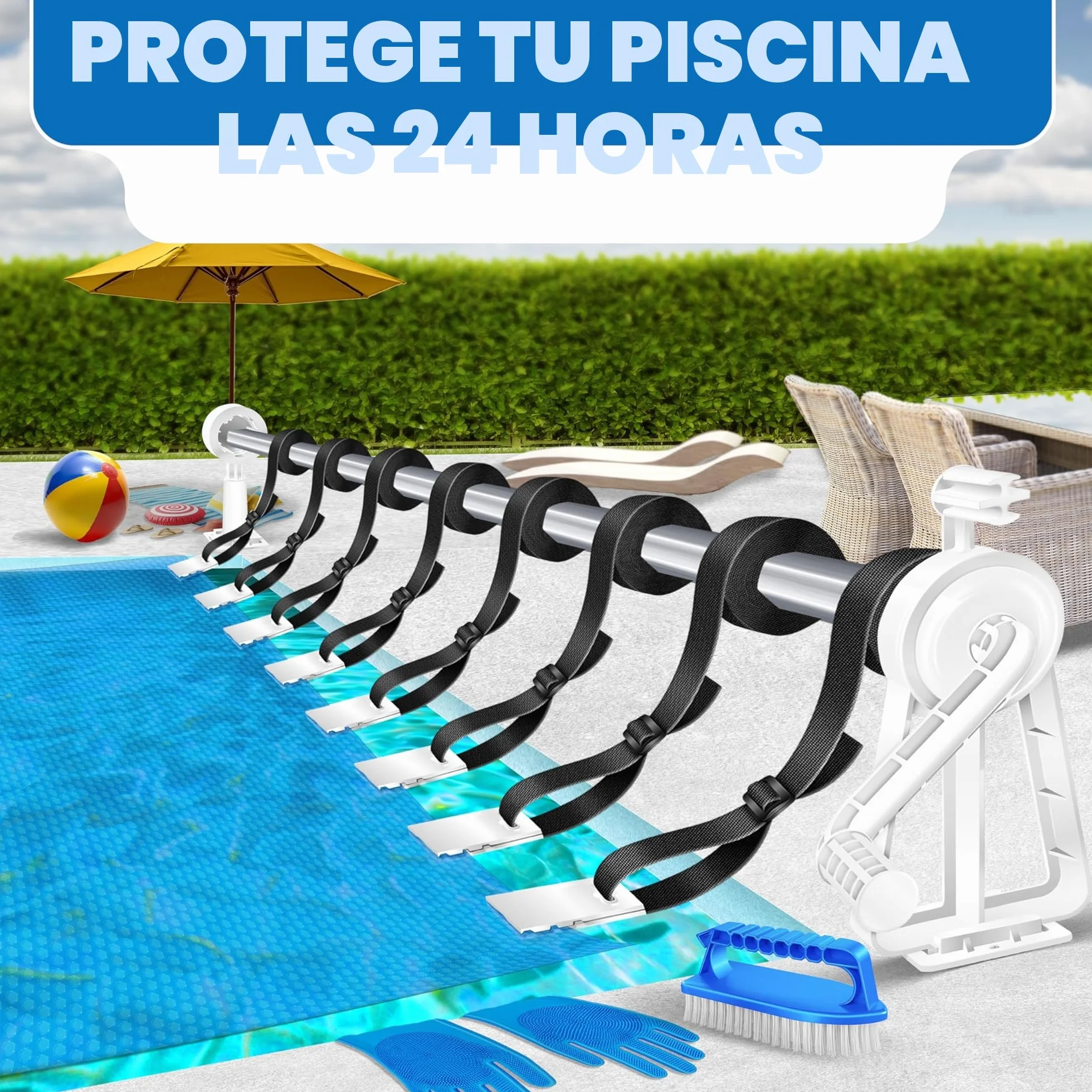 KESSER Enrollador de Piscina Premium Sistema Enrollable 1,05 m - 6,15 m para Lona Solar Móvil