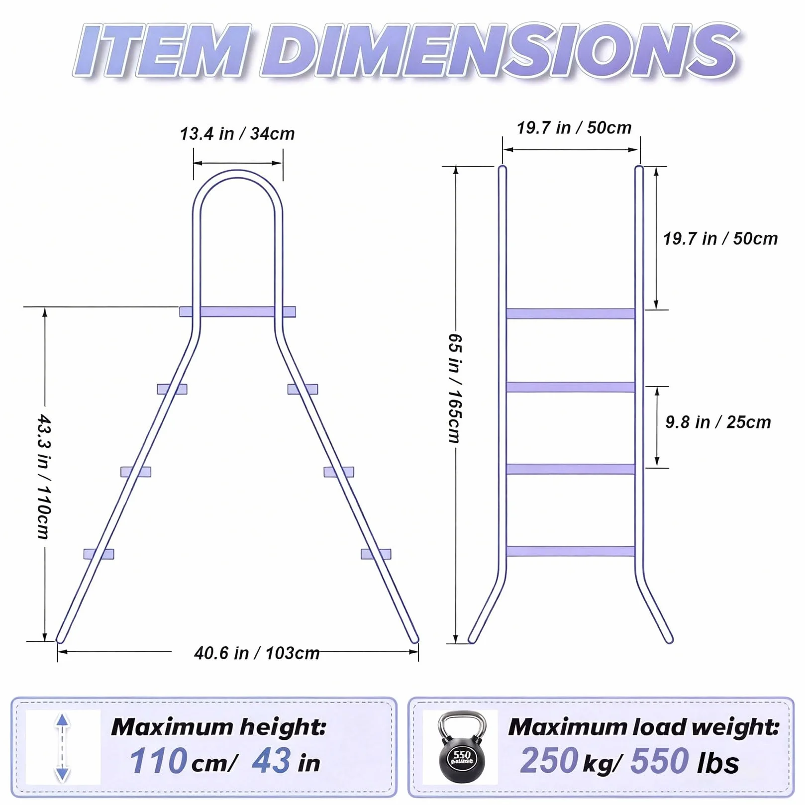 Escalera de Piscina de Doble Cara 4 Peldaños 135 cm Acero Inoxidable 250 kg