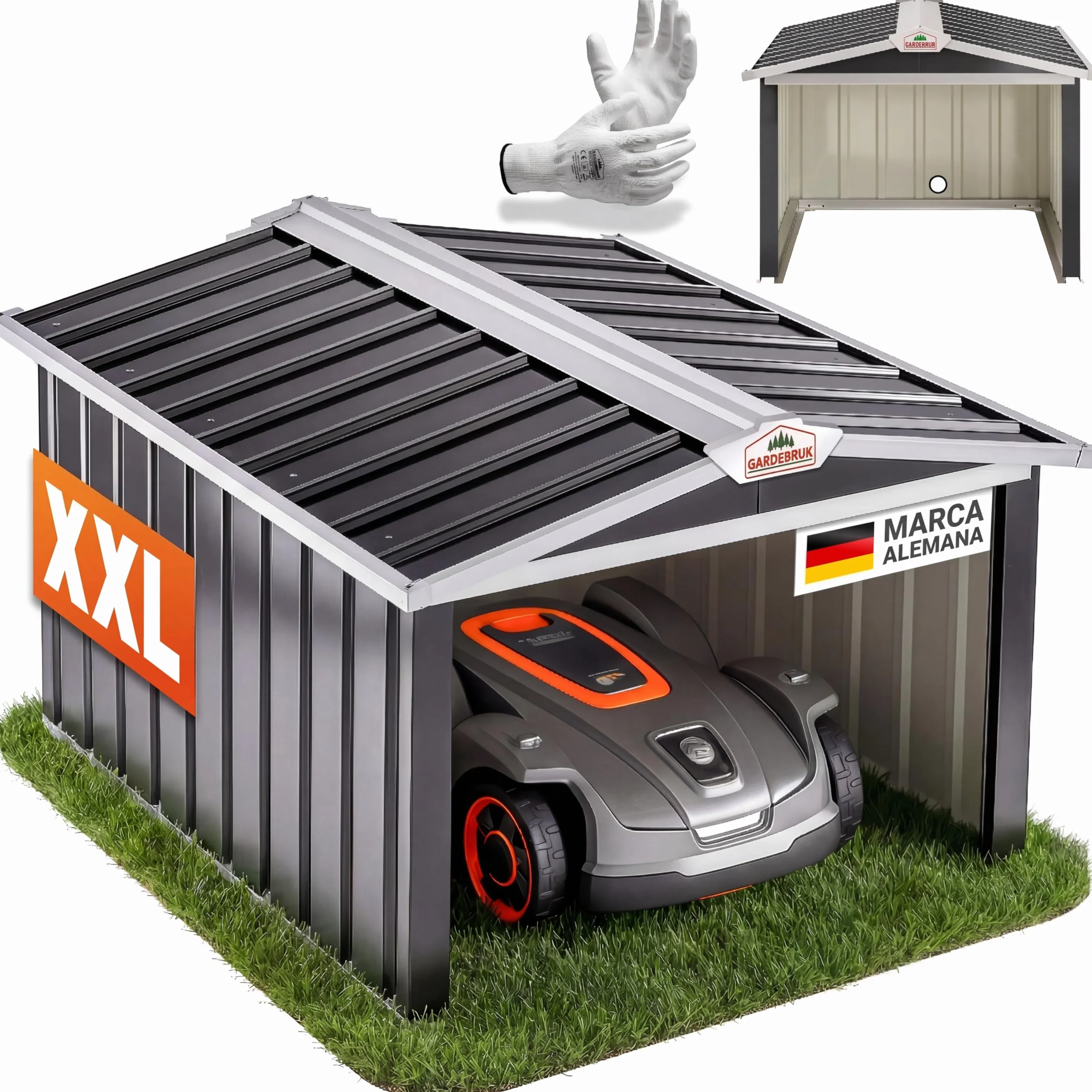 GARDEBRUK Garaje Robot Cortacesped 86x100x63cm Caseta Jardin Proteccion Exterior