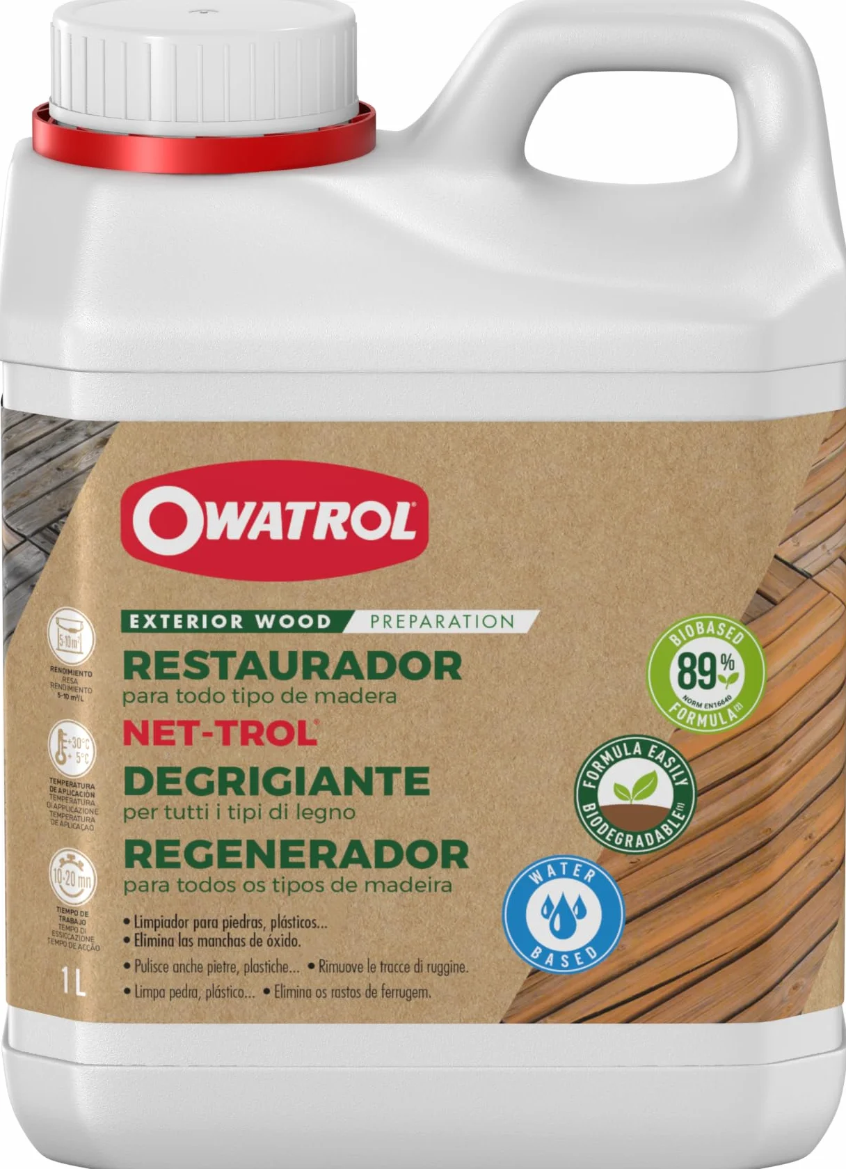 OWATROL NET-TROL Desengrasante y limpiador para madera 1 litro