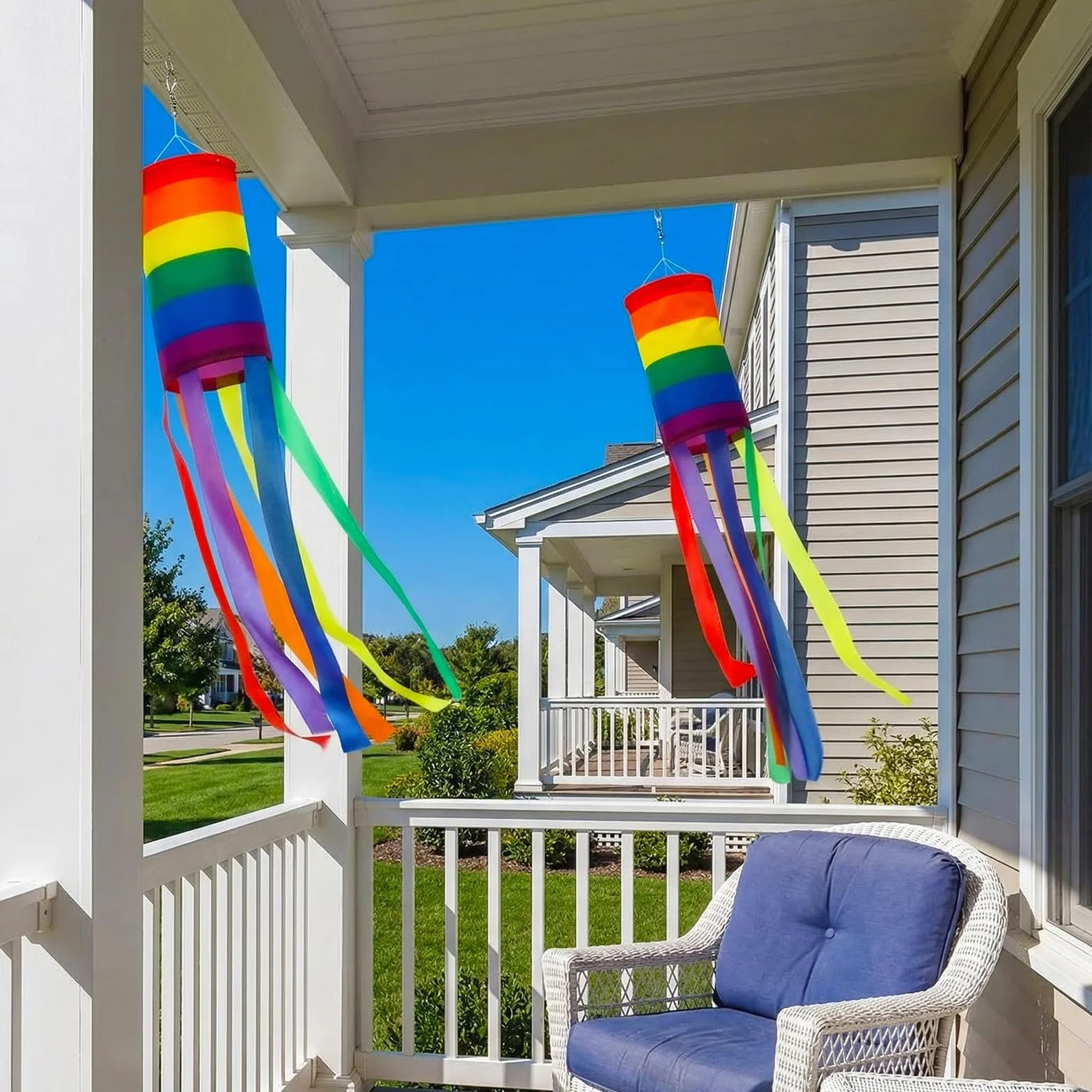 Veletas de Viento Arcoíris, Manga de Viento para Exterior, Bandera del Orgullo Impermeable, 2 Piezas