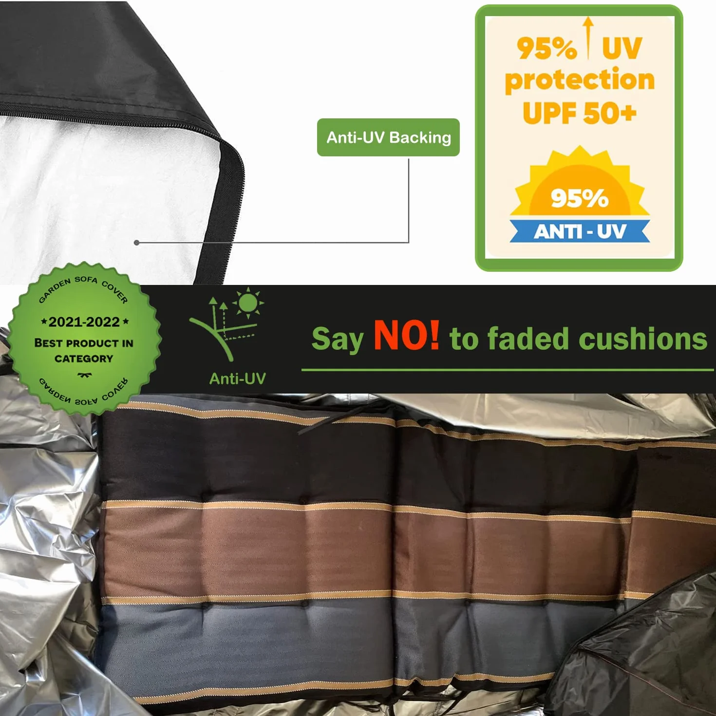 Enzeno Bolsa de almacenamiento para muebles de jardín anti-UV 175x75x55 cm
