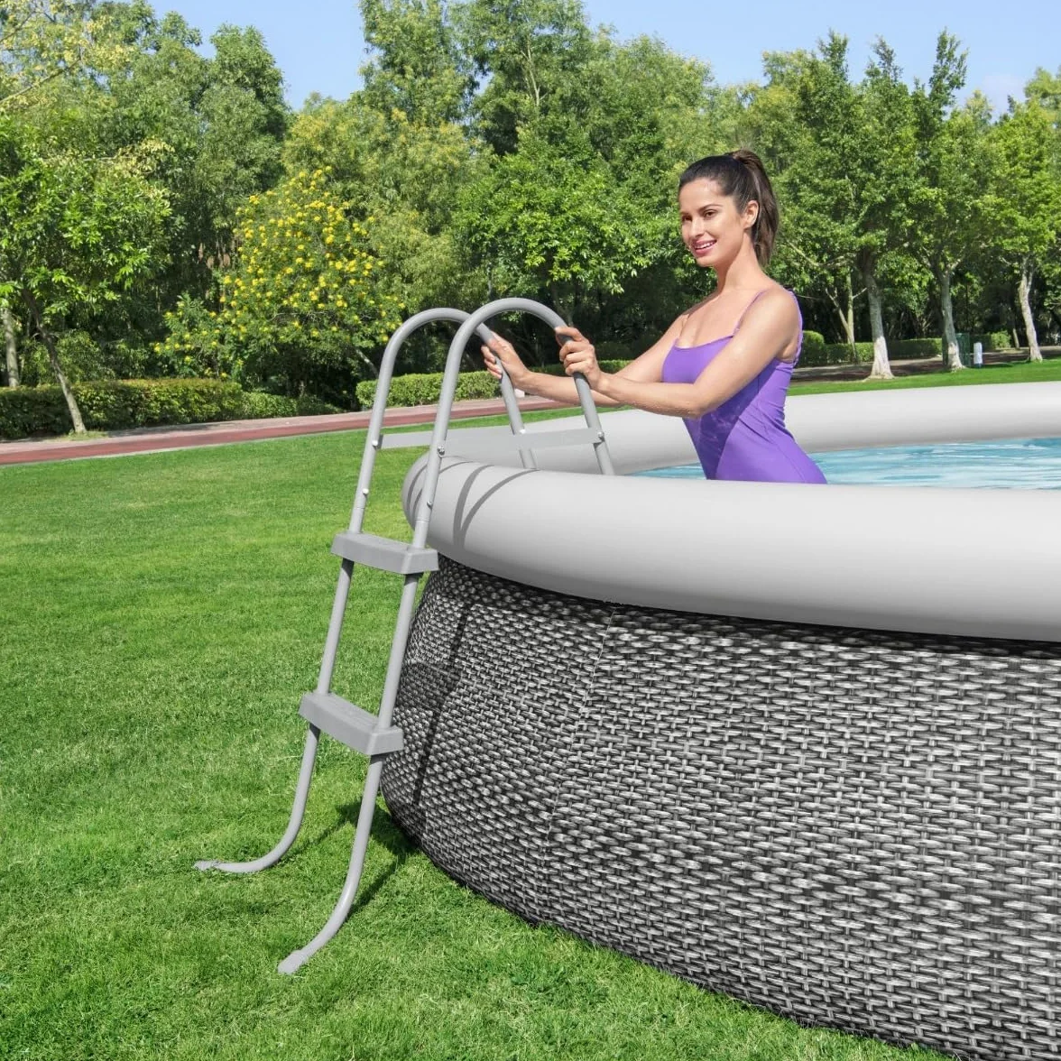 BESTWAY Escalera para Piscinas Desmontables 112x66x116 cm Plateado
