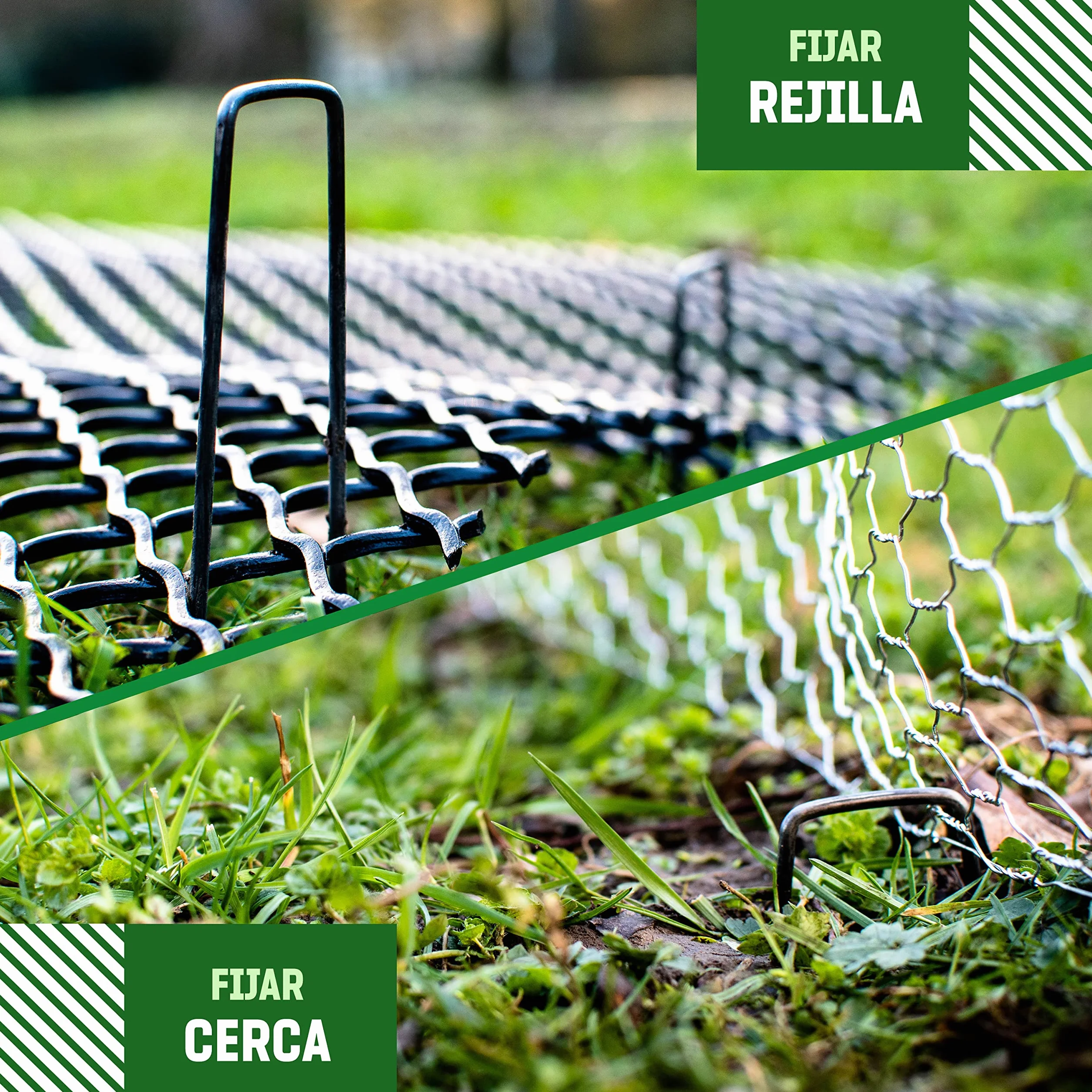 GardenGloss Grapas de Sujeción de Acero Robusto - Anclaje de Tierra para Malla Antihierbas - 150 mm x 25 mm x 2.7 mm (25 Piezas)