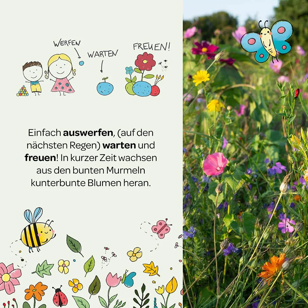 Canicas de flores de colores Mi aventura en la naturaleza enrolladas a mano ecológicas duraderas 2 años regalo niños