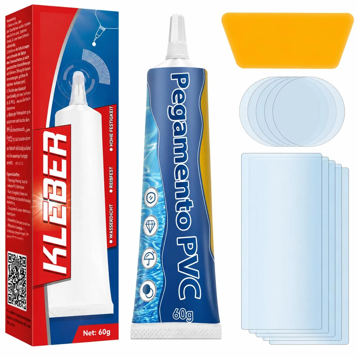 Parches Impermeables Para Piscinas Inflables, Remendos Transparentes y Flexibles (60ml)