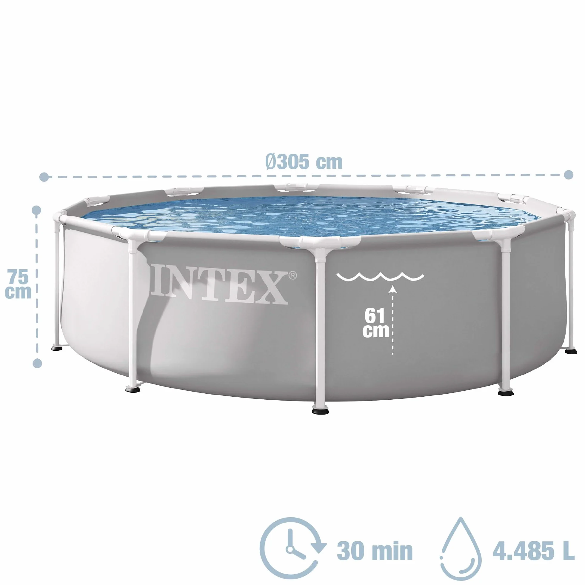Intex Piscina Desmontable 305x76 cm 4485 litros Estructura metálica 4 Personas Depuradora Ø32 mm