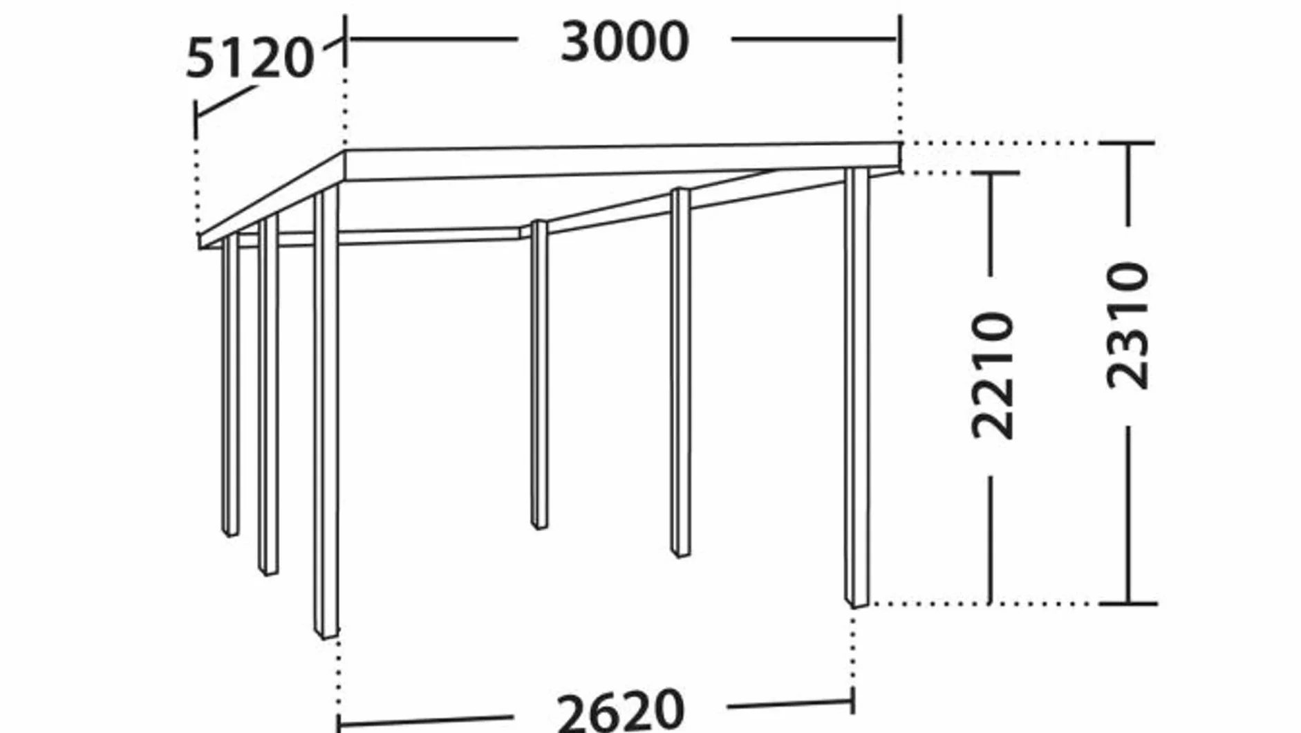 Bricoloco Cochera de Madera para 1 Coche Exterior Pino 13,4 m² 3x5 MTS Certificado FSC