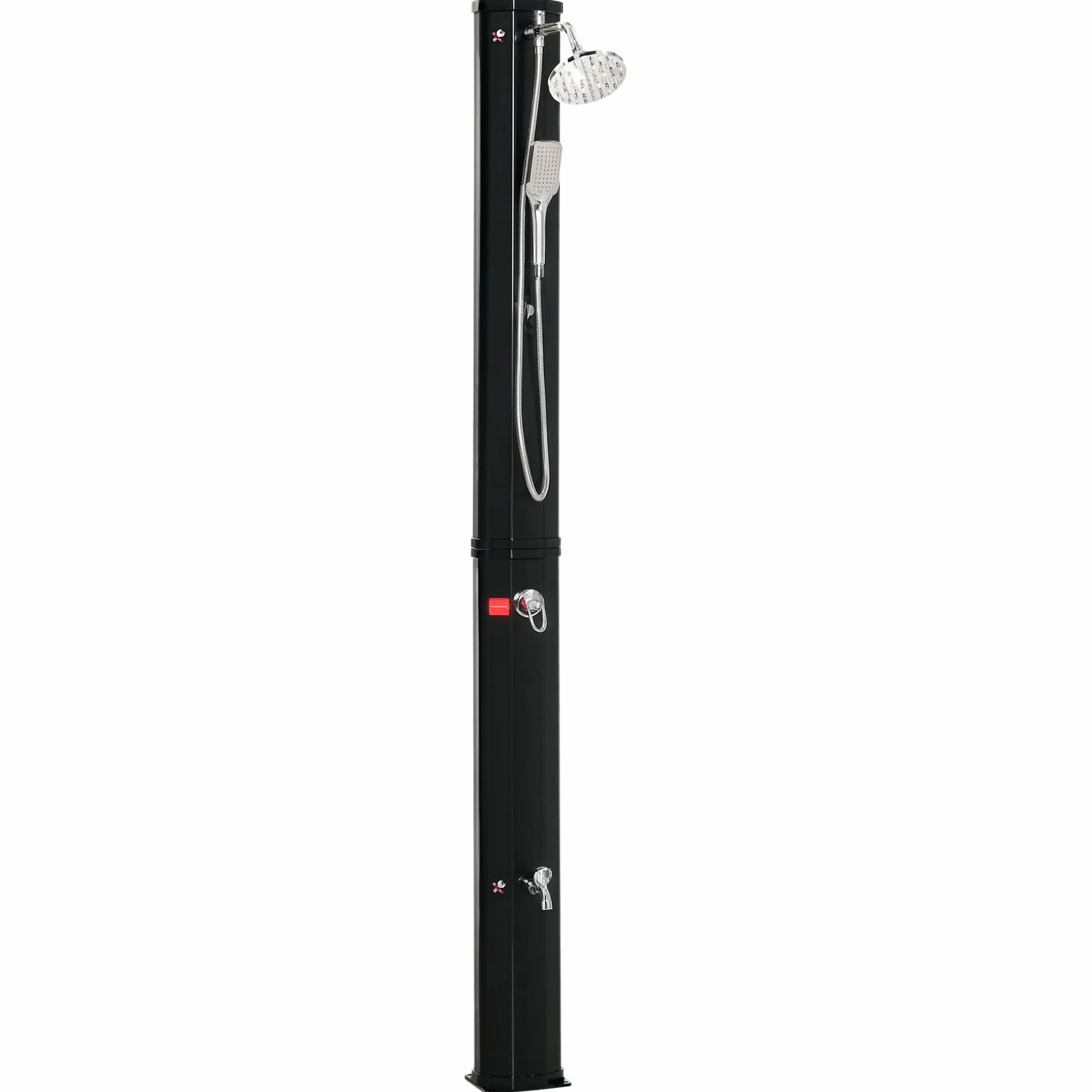 Outsunny Ducha Solar Exterior 35L 2 Cabezales Grifo Agua Caliente 0-55℃ Jardín Piscina 17,5x14,5x216 cm Negro