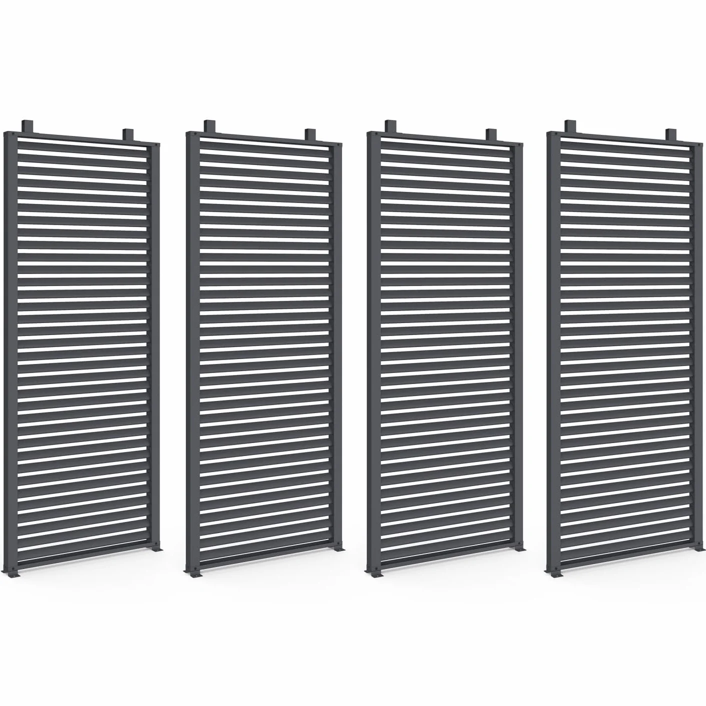 Pérgola bioclimática acero 3x4 M persianas horizontales gris antracita