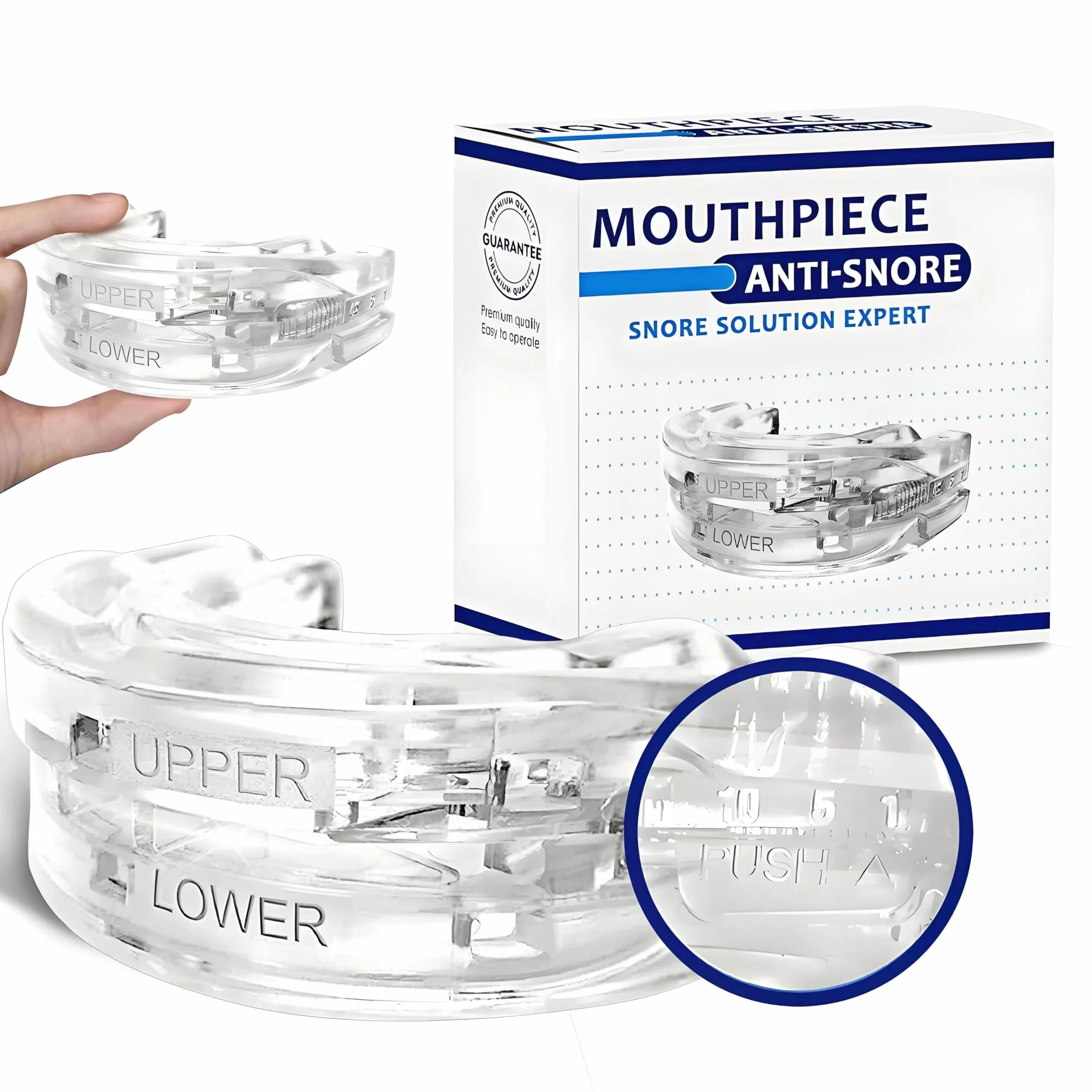 Férula Antirronquidos de Avance Mandibular, Dispositivo Ajustable Reutilizable Anti Ronquidos para Dormir