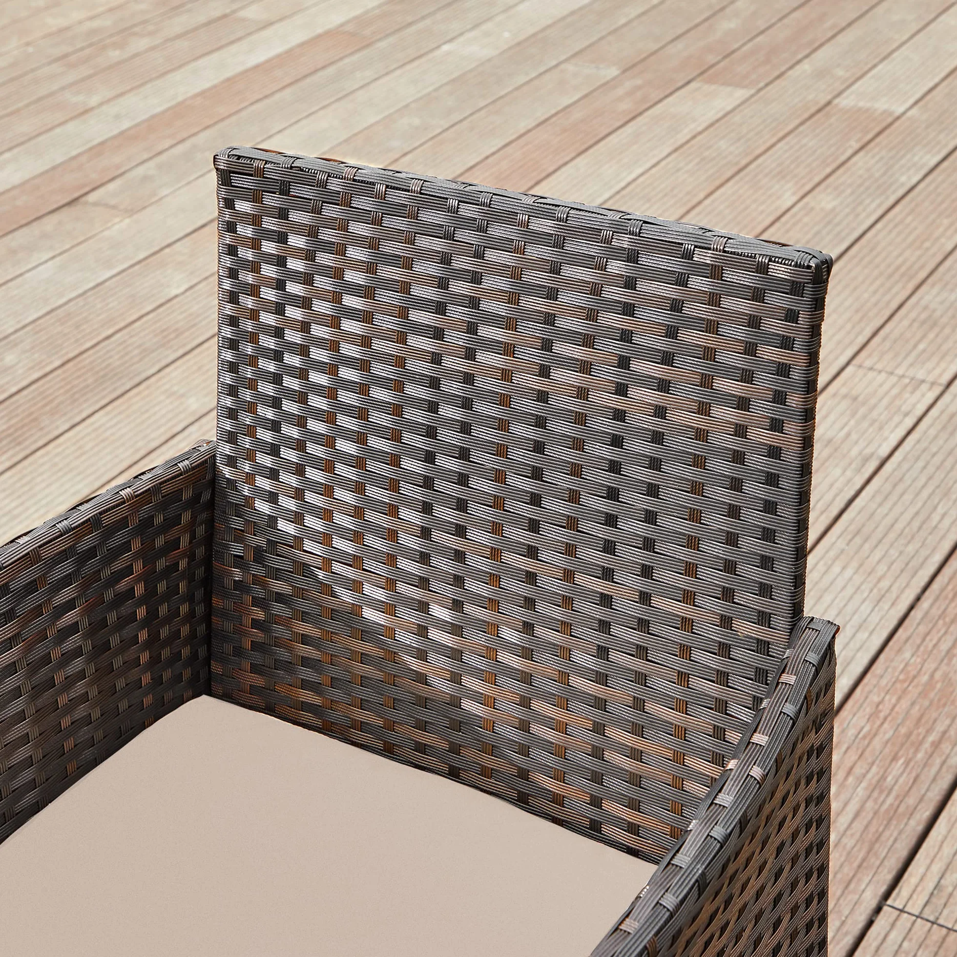 SONGMICS Conjunto de Muebles de Jardín Ratán Mimbre PE Marrón GGF004K05
