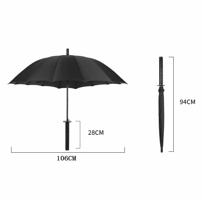 Paraguas Samurái Mango Largo Espada Creativo Impermeable A Prueba de Viento