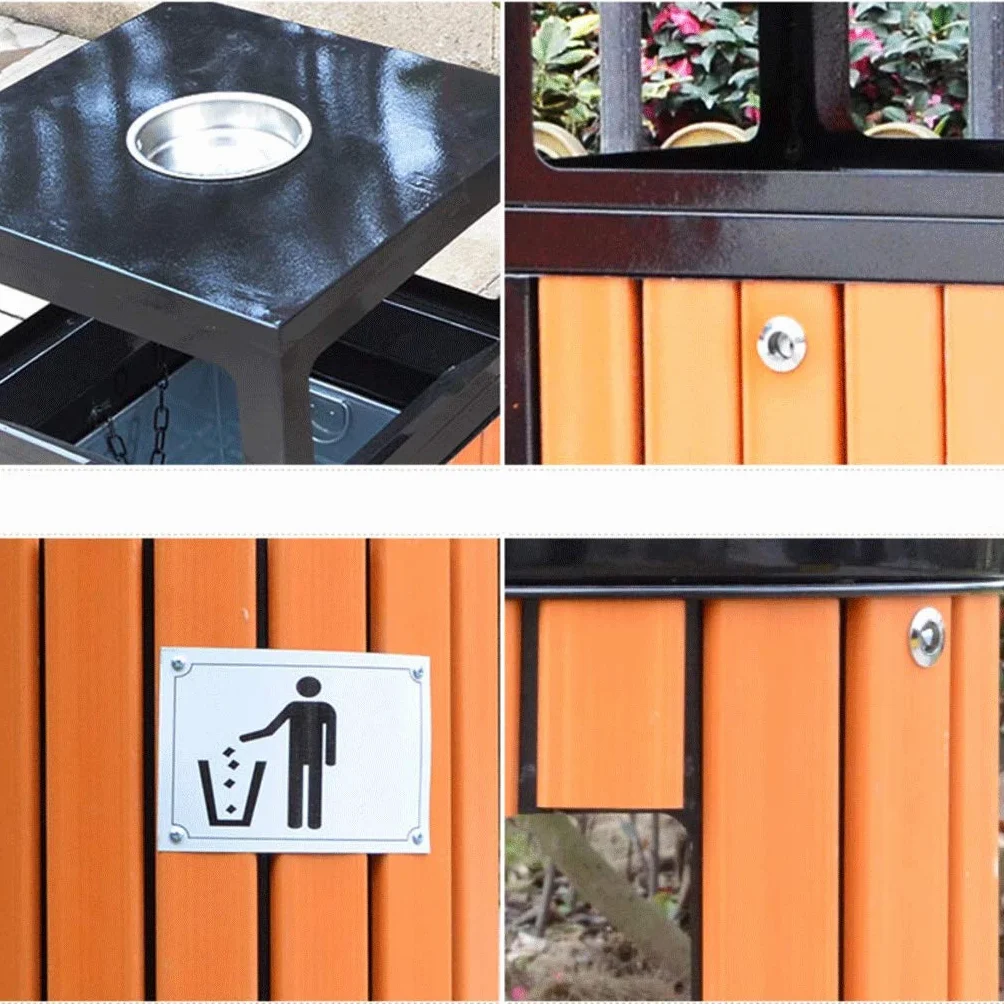 KLUFO Contenedor de basura de madera al aire libre cilíndrico