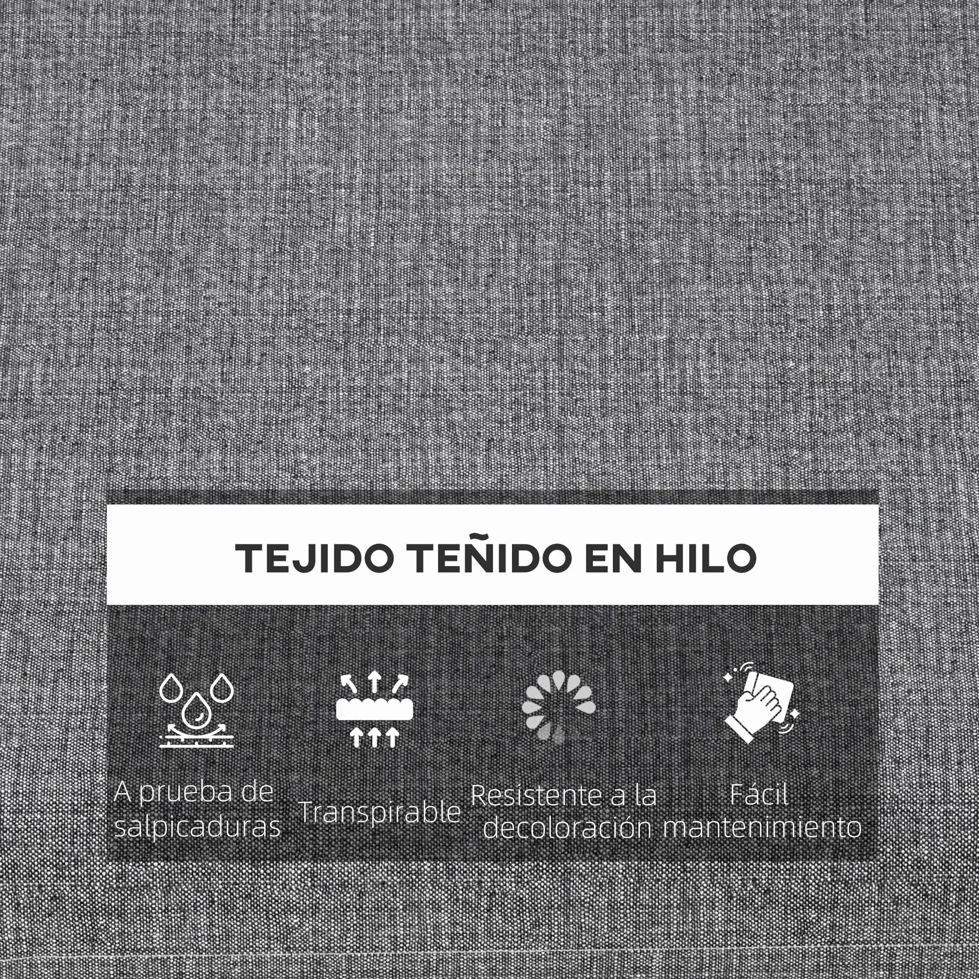 Outsunny Conjunto de Cojines para Sillas de Comedor 47x47x7 cm Juego de 4 Piezas Impermeable Protección UV 50+ Gris