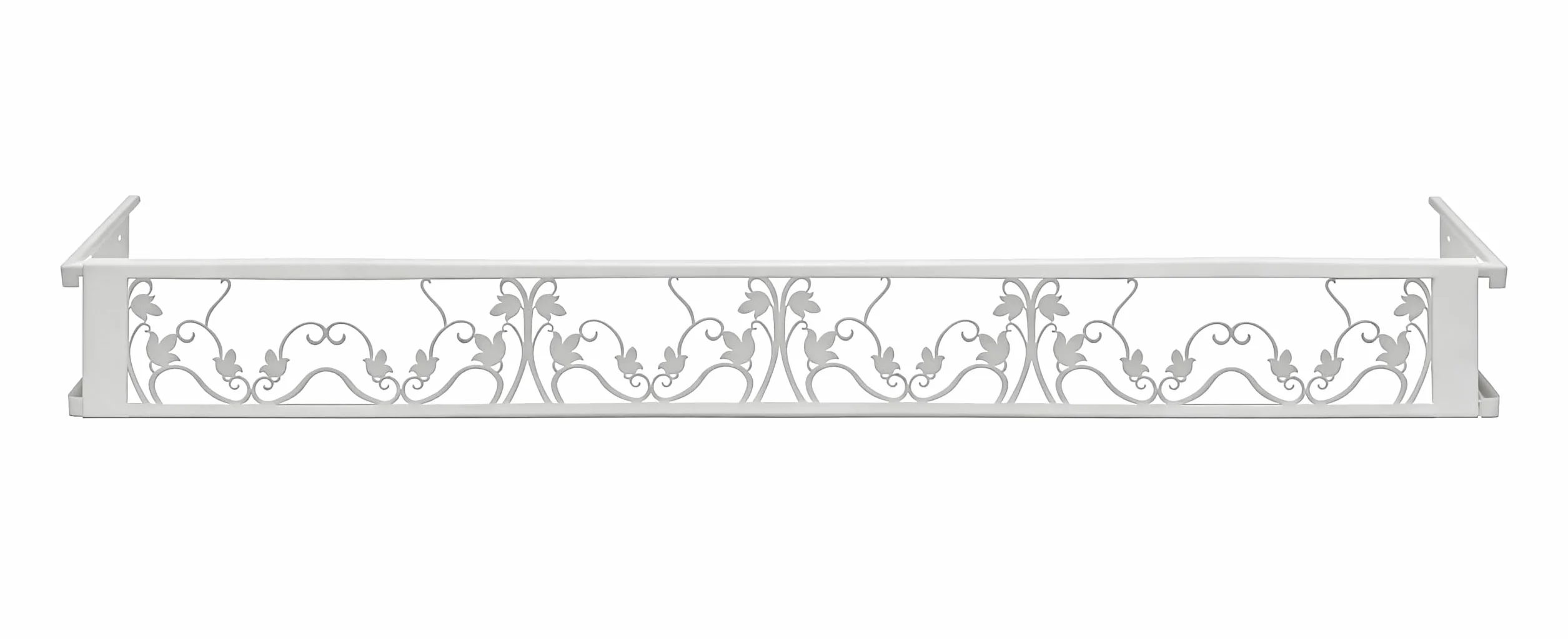 Balconcillo para Macetas, Balconcillo para Plantas, Portamacetas Ventana, Protector de macetas, Modelo Floral Extensible 140-200 cm, Blanco