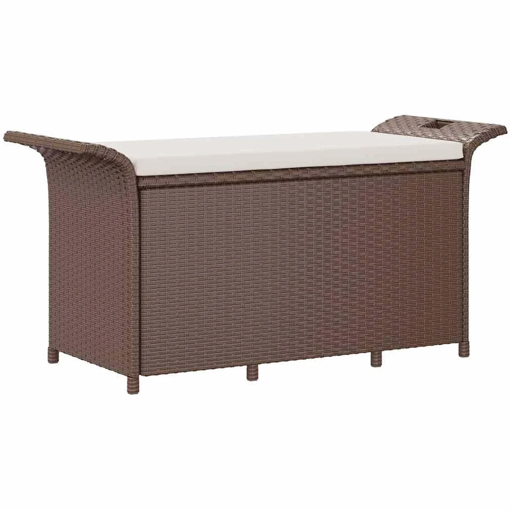 vidaXL Banco de jardín ratán sintético marrón 116x46x57 cm