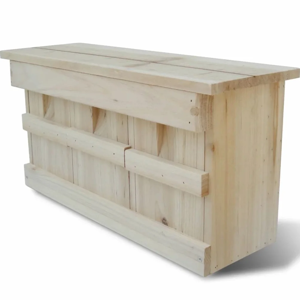Caja nido para gorriones de madera estable, 44 x 15,5 x 21,5 cm, con tres cámaras para jardín, balcón y terraza, resistente a la intemperie como incubadora y comedero para pájaros silvestres y