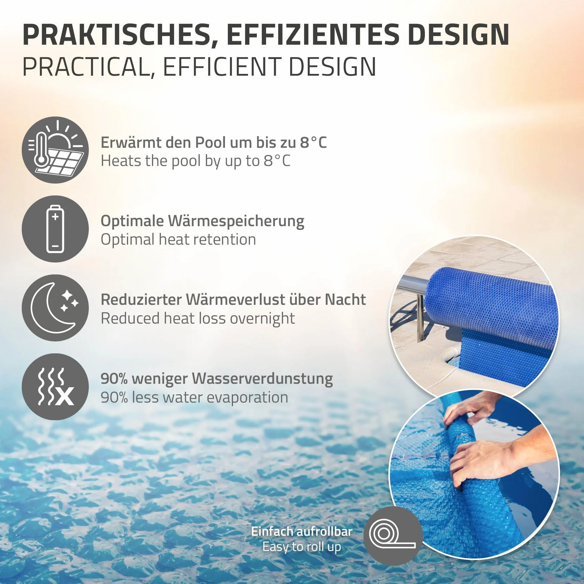ECD Germany Cubierta Solar para Piscina Rectangular 800 x 500 cm, Azul, Lona Térmica de Burbujas 120 µm