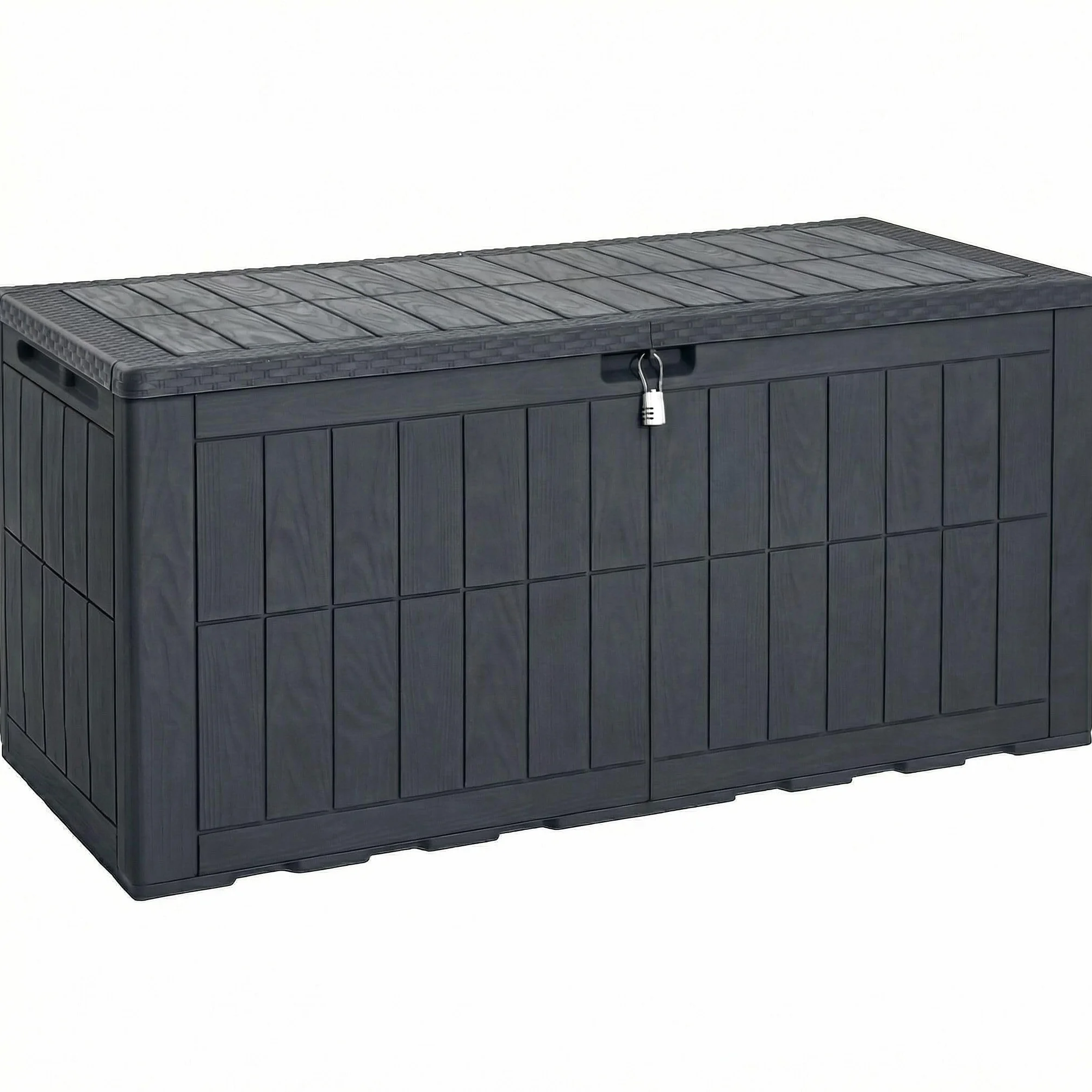 YITAHOME Caja de almacenamiento exterior 120 galones impermeable con cerradura banco mesa