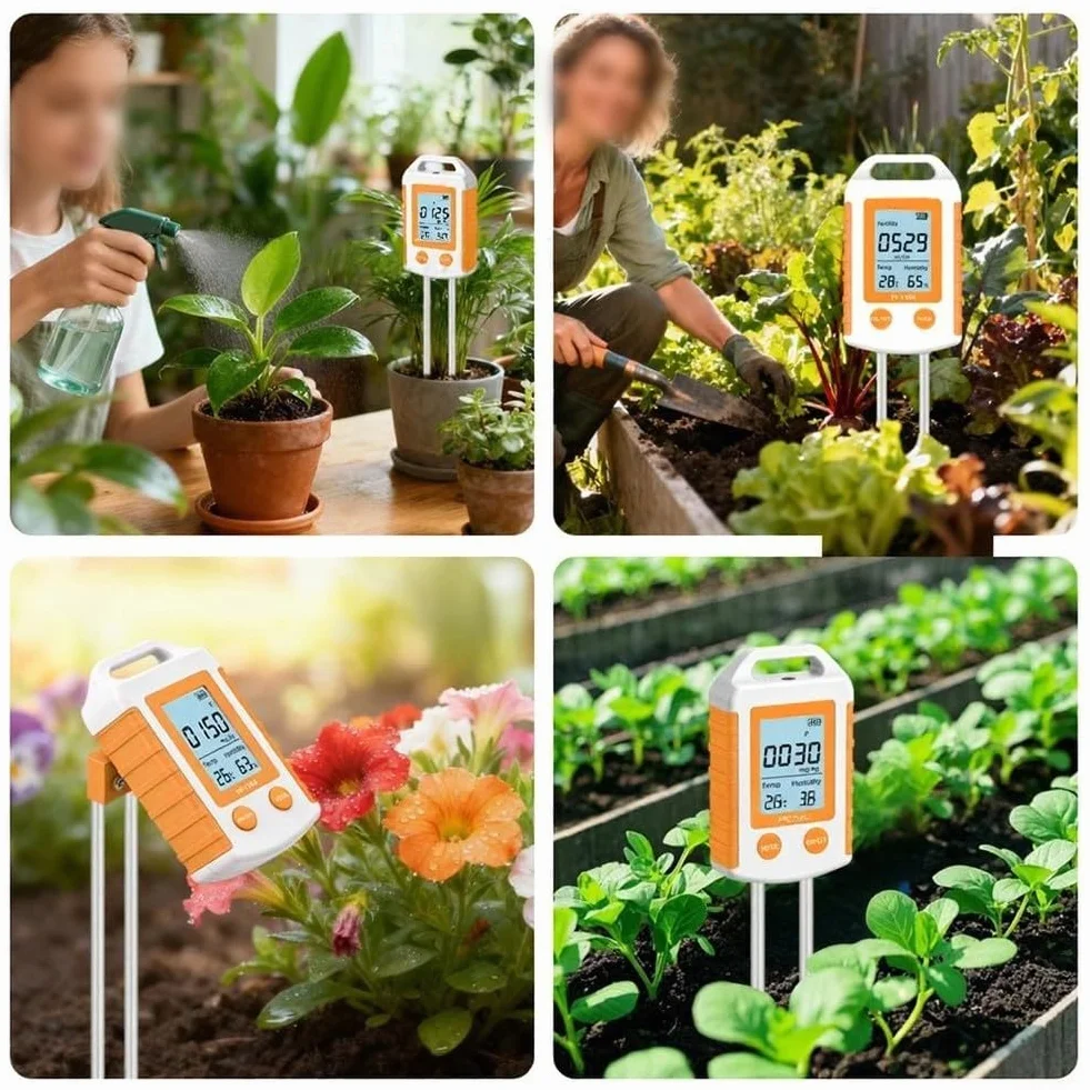 YY-1104 Medidor de prueba de suelo para paisajismo y cultivo Medidas Nitrógeno Fósforo Potasio pH Humedad y temperatura