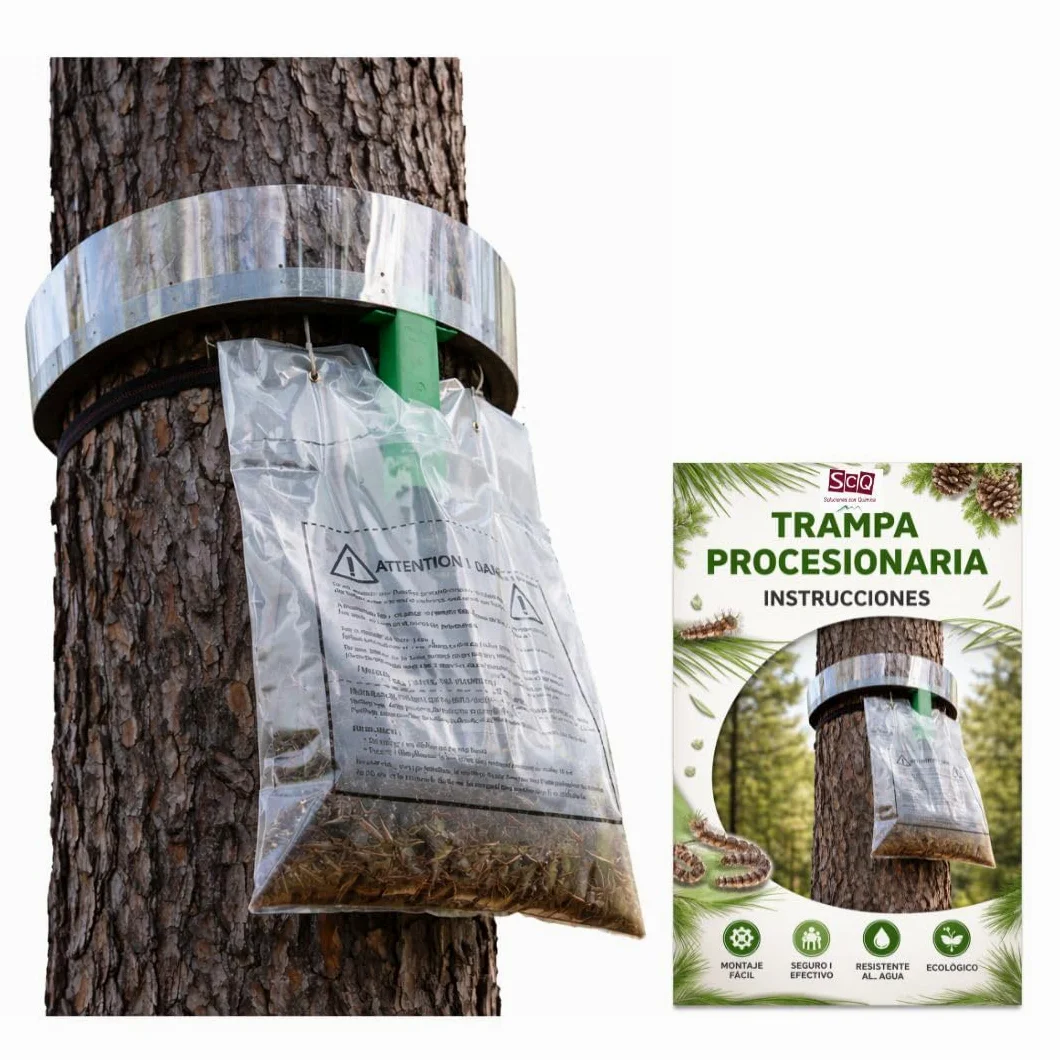 Trampa Procesionaria del Pino Profesional | Kit Completo + guia Instalación | hasta 140 cm de Perímetro | Sistema Ecológico de Alta Eficacia contra la Oruga Procesionaria (ECOLOGICO, 1.0, Unidad)